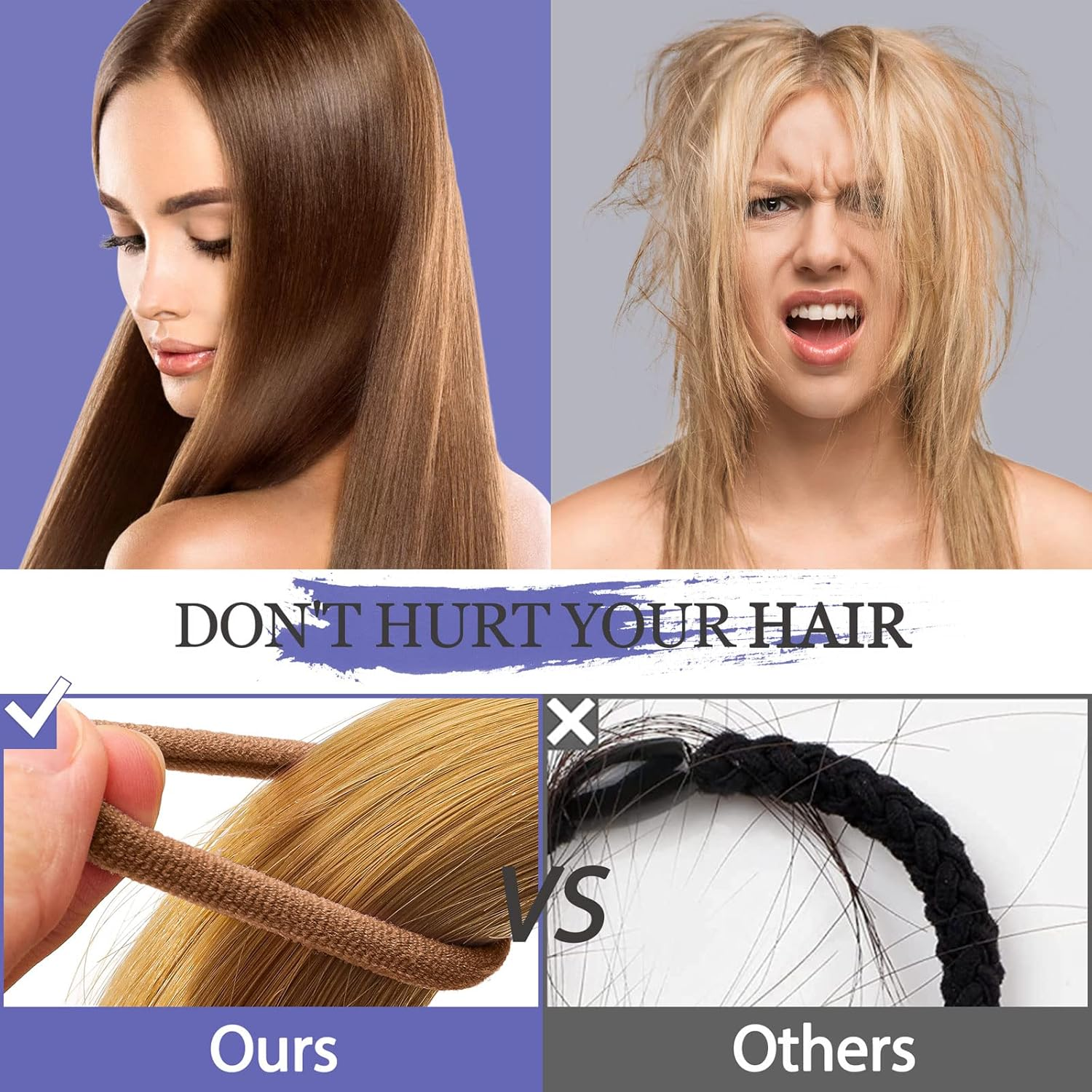 JIRIS Brown Cotton Hair Ties - 100PCS Seamless Thick Elastic Ponytail Holders, No Crease, No Damage for Women, Kids, and Babies image number 6