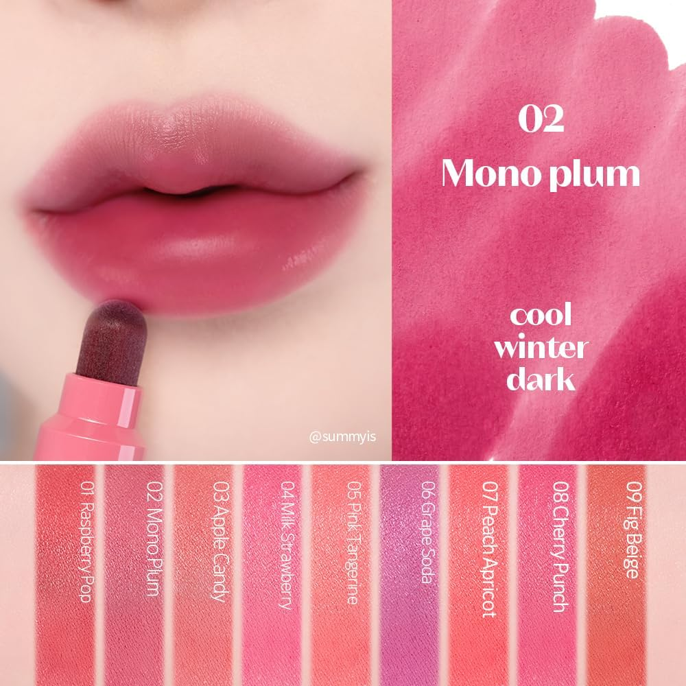 ETUDE Dear Darling Marker Tint #2 Mono Plum (5G) | Hydrating & Long Lasting Lip Stain | High Pigmented Lip Maker with Easy Drawing Tip | Korean Daily Lip Tint, Korean Makeup, Kbeauty, Perfect for Gift image number 4