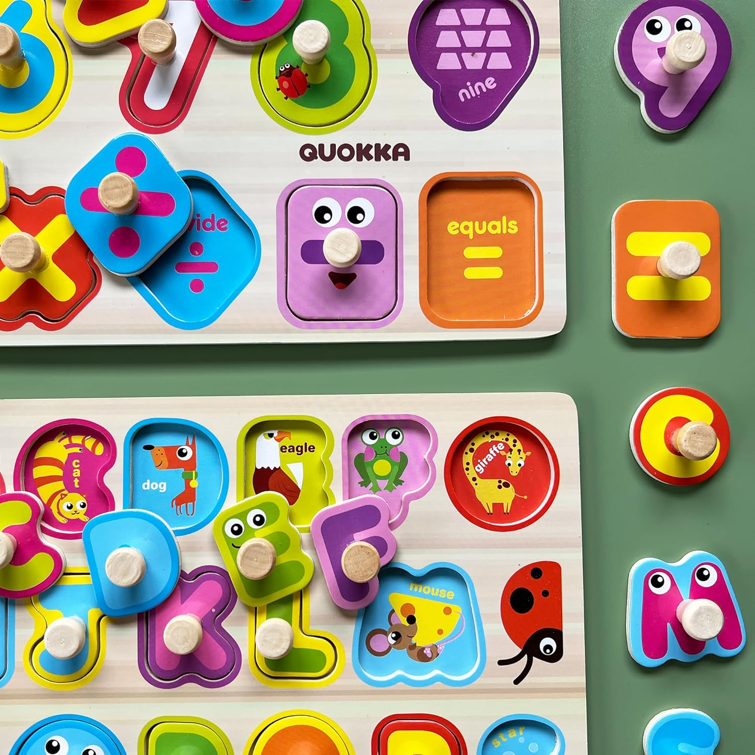 QUOKKA Wooden Puzzles for Toddlers 1-3 - 6 Alphabet Toddler Puzzles 3-5 Years Old with Rack - Gift ABC Educational Toys for Boys and Girls - Wood Games for Children'S Learning 2-4 image number 1