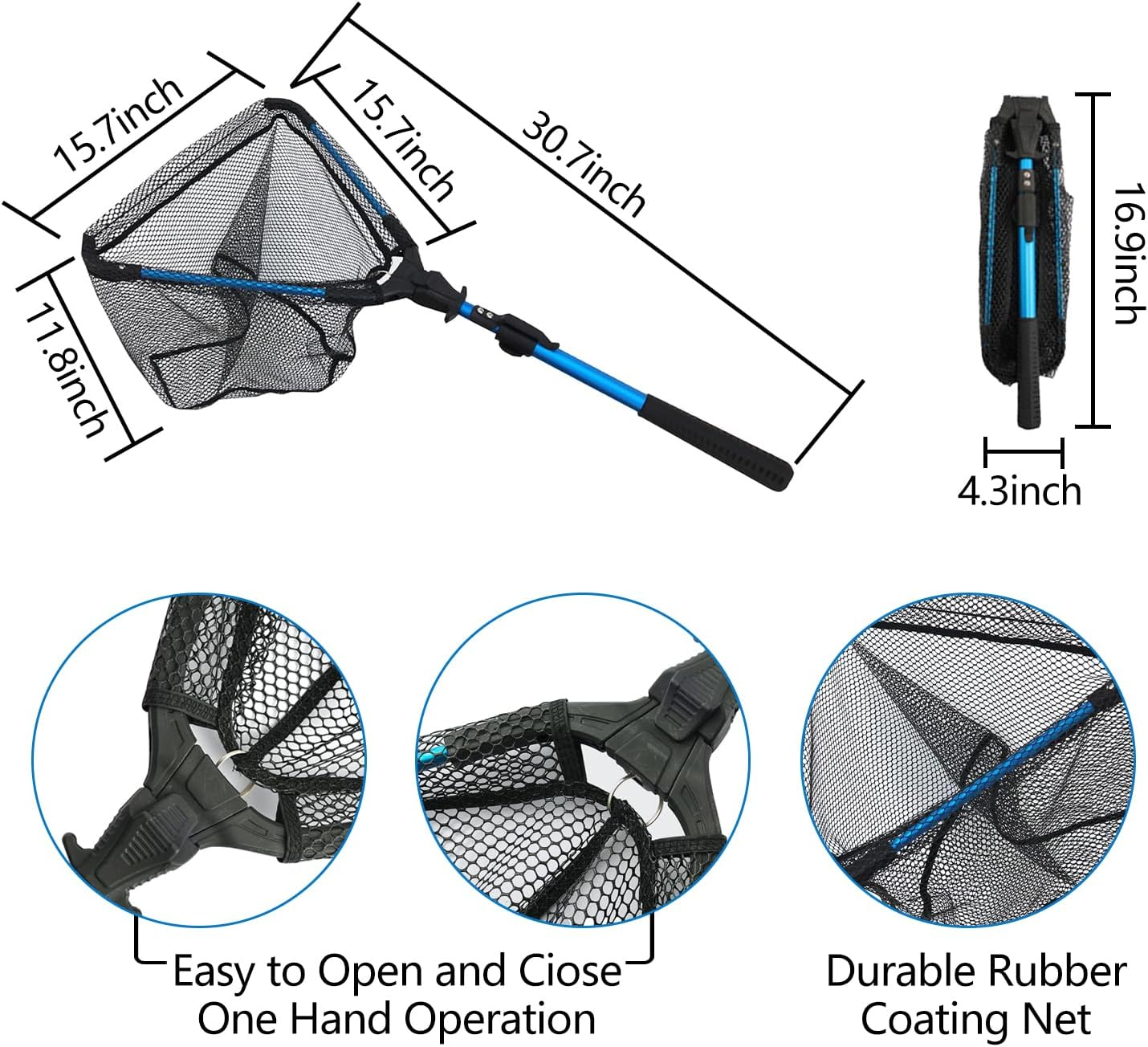Floating Telescopic Folding Fishing Net with 7 Inch Fishing Pliers and Fishing Lip Gripper Fishing Net,Fishing Gear Fihing Tool Accessories for Fish Easy Catch and Release image number 2