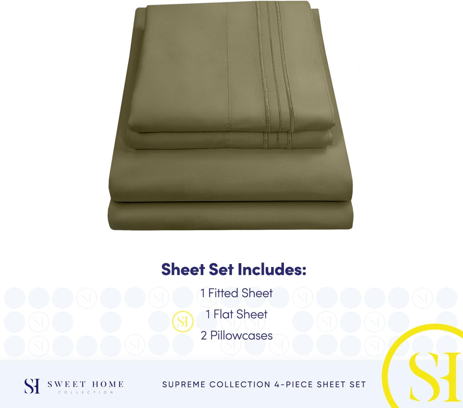 King Size Sheets - Breathable Luxury Bed Sheets with Full Elastic & Secure Corner Straps Built in - 1800 Supreme Collection Extra Soft Deep Pocket Bedding Set, Sheet Set, King, Olive