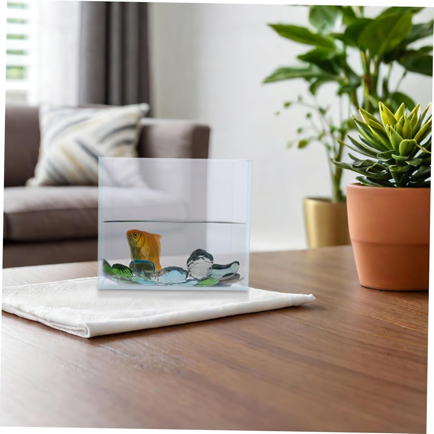 ERINGOGO Mini Glass Betta Fish Tank Transparent Desktop Aquarium Compact Space Saving Design Easy Maintenance Clear Viewing for Office Home Aquatic Pets image number 1