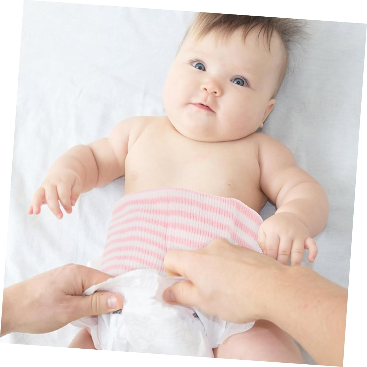 Cotton Belly Band for Newborns and Soft Navel Cord Protector with High Elasticity for Cold Weather Comfortable Belly Wrap in Pink Stripe Moms image number 6