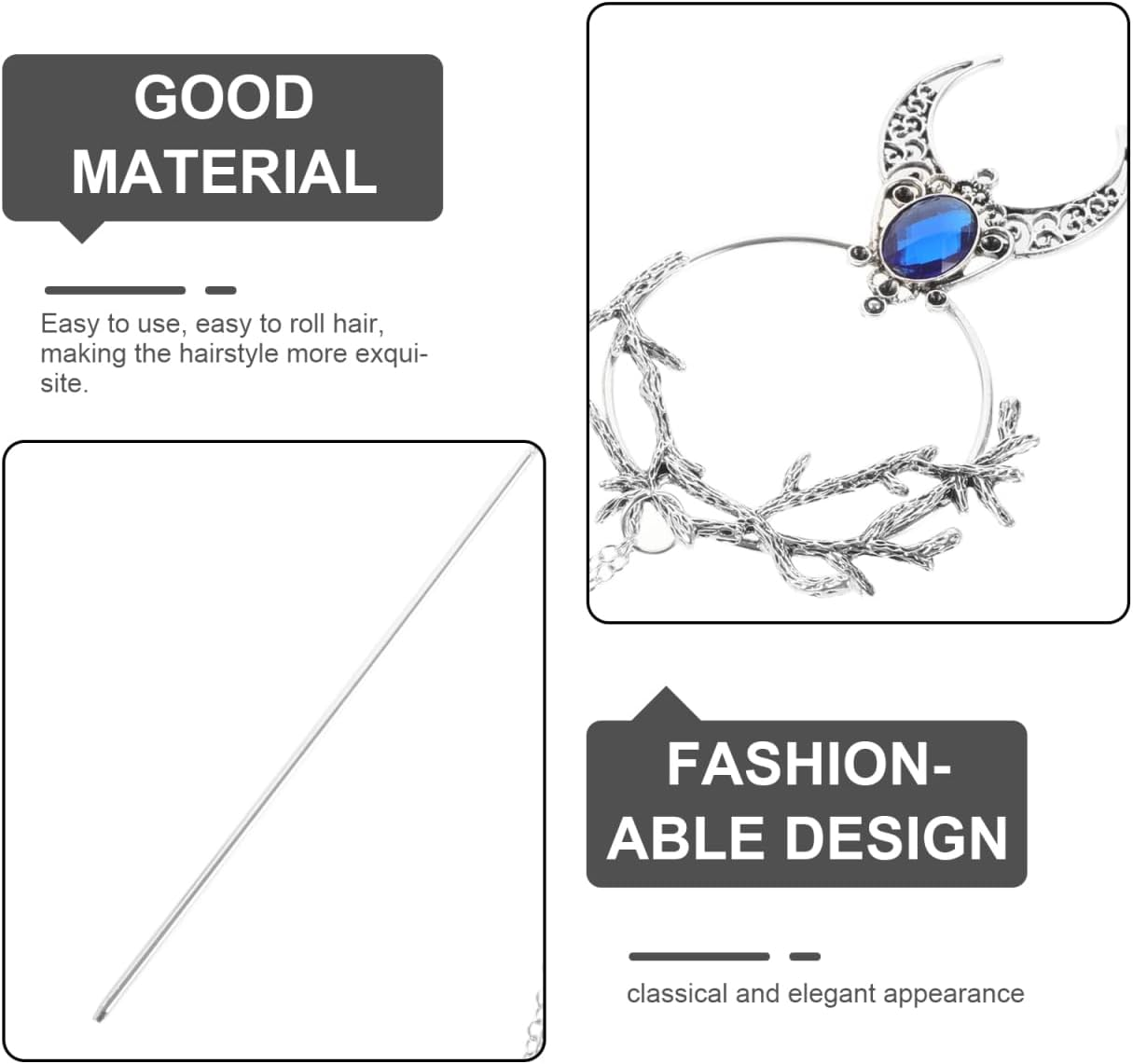 Generisch Witch Hairpin Creative Hair Clip French Hairpin Hair Pins Jewellery Hair Clip Blue Gothic Hair Accessories Hair Clips for Women Retro Hair Stick Alloy image number 1