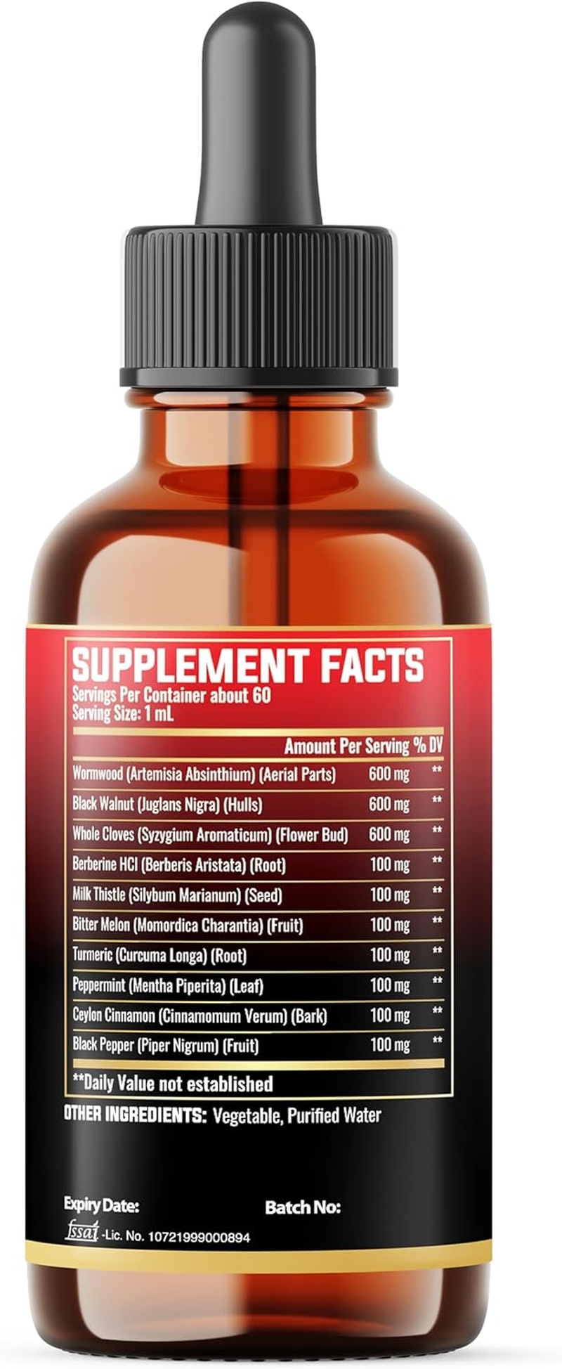 10In1 Wormwood Liquid Drops with Wormwood, Black Walnut, Whole Cloves & 7 More - 2 Fl Oz - 60 Days