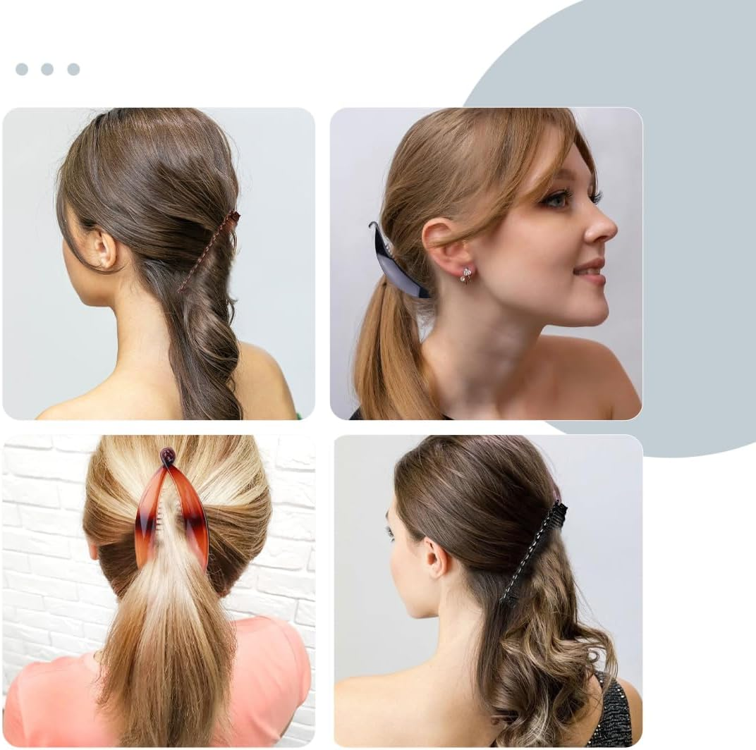 Pack of 4 Banana Clips, Banana Clip, Vintage Fishtail Hair Clip, French Banana Clip, Ponytail Holder, Clincher Combs Tool, Suitable for Long, Curly or Straight Hair image number 4