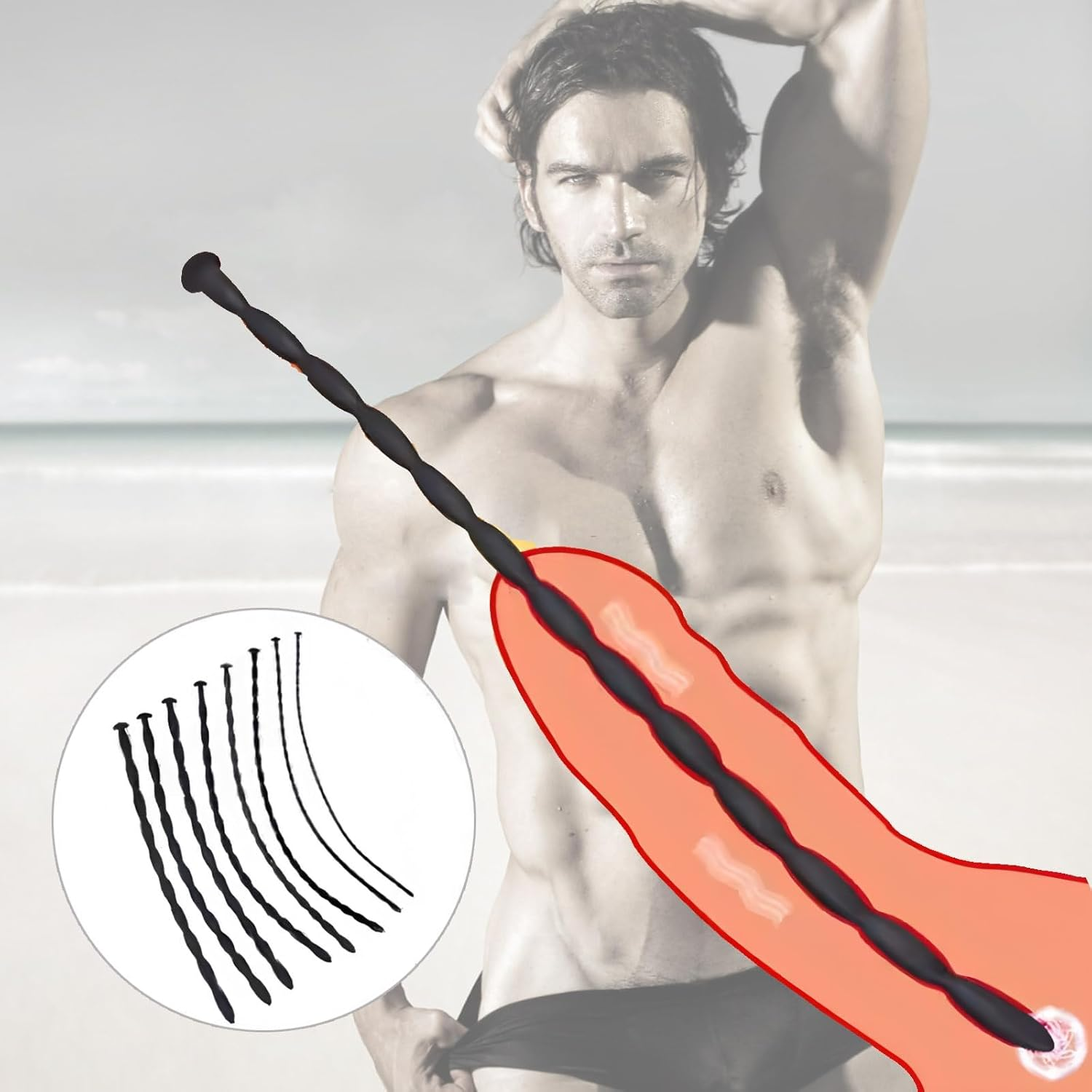 Mineens Silicone Urethral Dilator Set for Men - 8 Pcs Penis Sounding Trainer Kit with Urethral Tube, Cock Expansion Plug, Threaded Design for Stimulation & Masturbation (FDA Silicone)