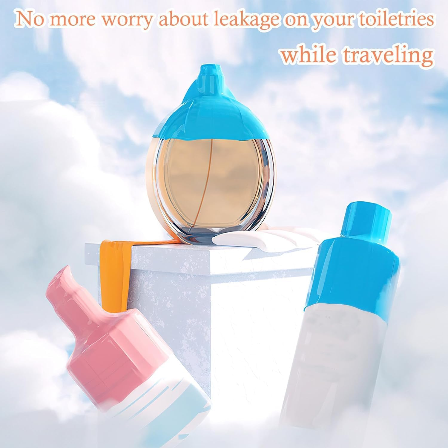 Elastic Sleeves Bottle Covers Silicone Bottle Covers for Travel,12Pcs Silicone Elastic Sleeves for Leak Proofing,Leak Proof Sleeves Silicone Elastic Sleeves Leak Proof Sleeves for Travel Bottle,Type A