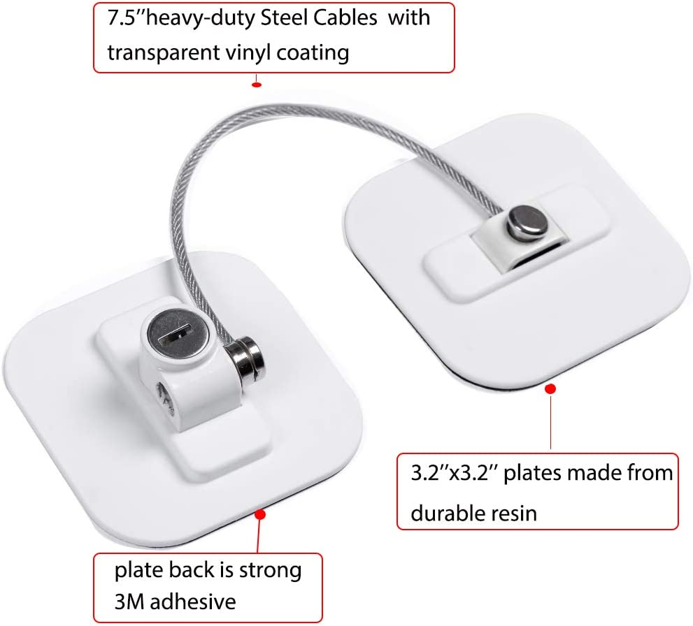 Fridge Lock,Refrigerator Locks,Freezer Lock with Key for Child Safety,Locks to Lock Fridge and Cabinets (White Fridge Lock-1Pack) image number 4