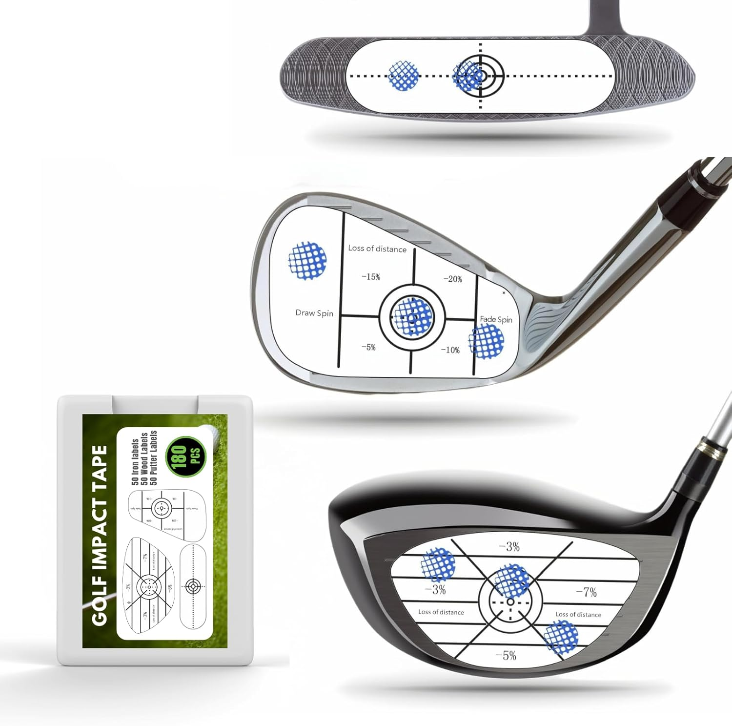 Golf Impact Tape Labels 180 PCS, Golf Impact Stickers for Swing Training Improve, JOMWEN Self-Teaching Sweet Spot and Consistency Analysis, Improve Golf Swing Accuracy and Distance image number 6