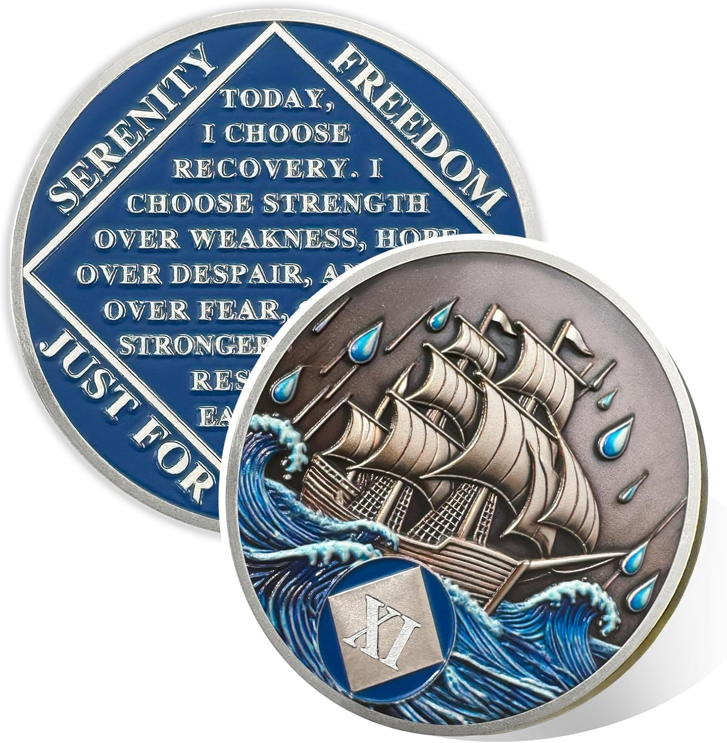 Nautical 2 Year Sober Coin- Affirmation Sober Coin -AA Chips and Medallions &ndash; Addiction Recovery AA Coins &ndash; Narcotics Alcoholics Anonymous Sobriety Gifts for Women Men