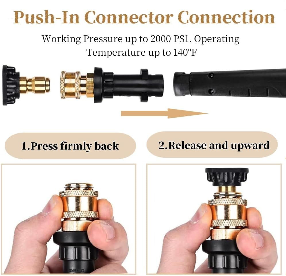 High Pressure Washer Gun Adapter 1/4" Spray Nozzle Tips Sets Brass Female Quick Connector for Karcher K2 K3 K4 K5 K6 K7 image number 1