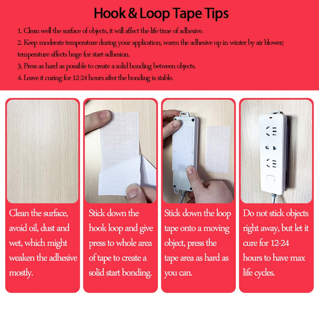 LLPT Hook and Loop Tape Color White 1 Inch X 23 Feet Each Roll Heavy Duty Adhesive Hook Loop Strip Mounting Tape for Indoor and Outdoor (HTW130) image number 6