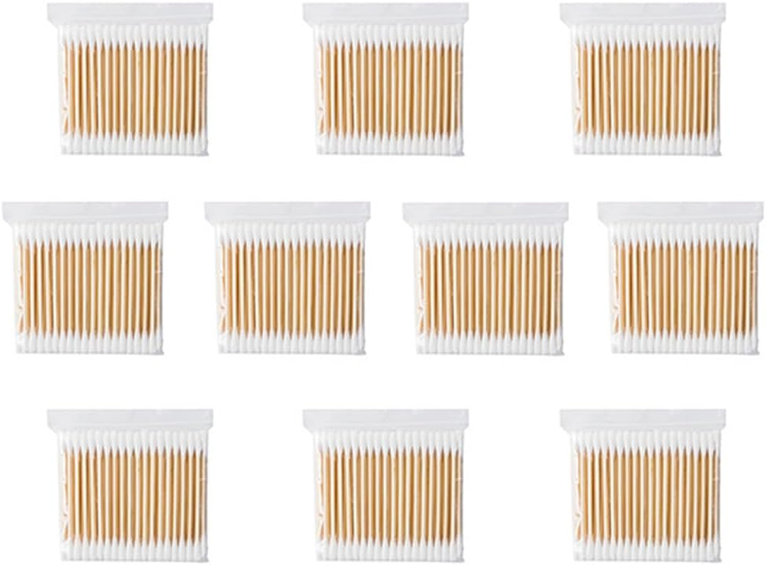 Cotton Buds, Cotton Stick Double Ended Cotton Swab Wooden Cotton Buds for Make up Travel Ears Cleaning Pets 1000PCS, Cotton Stick image number 5