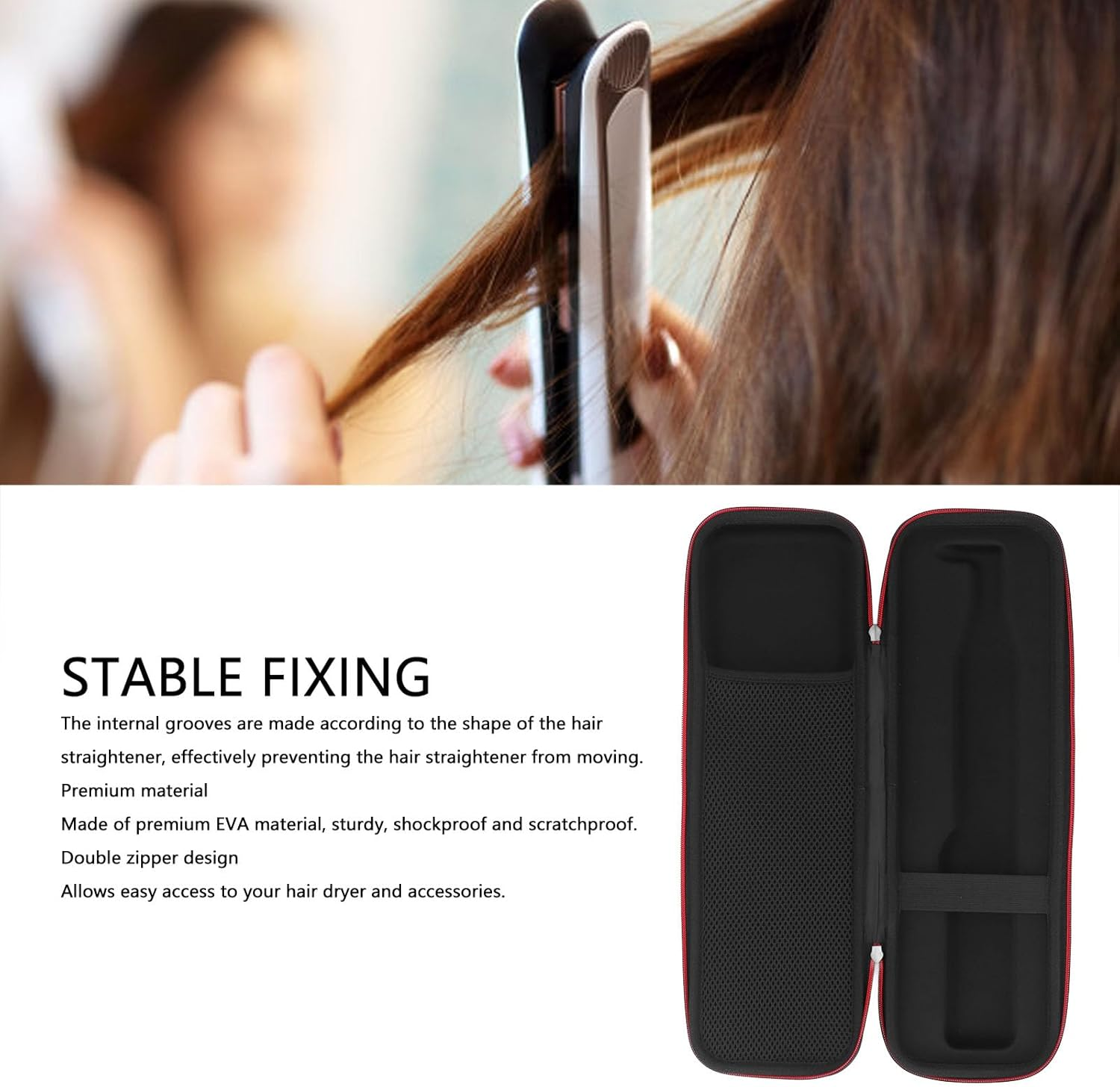 Hair Straightener EVA Case, Travel Organizer Bag, Water Resistant Storage Case for Airstrait Straightener, Corrale Hair Straightener Hair Dryer Tool Bag