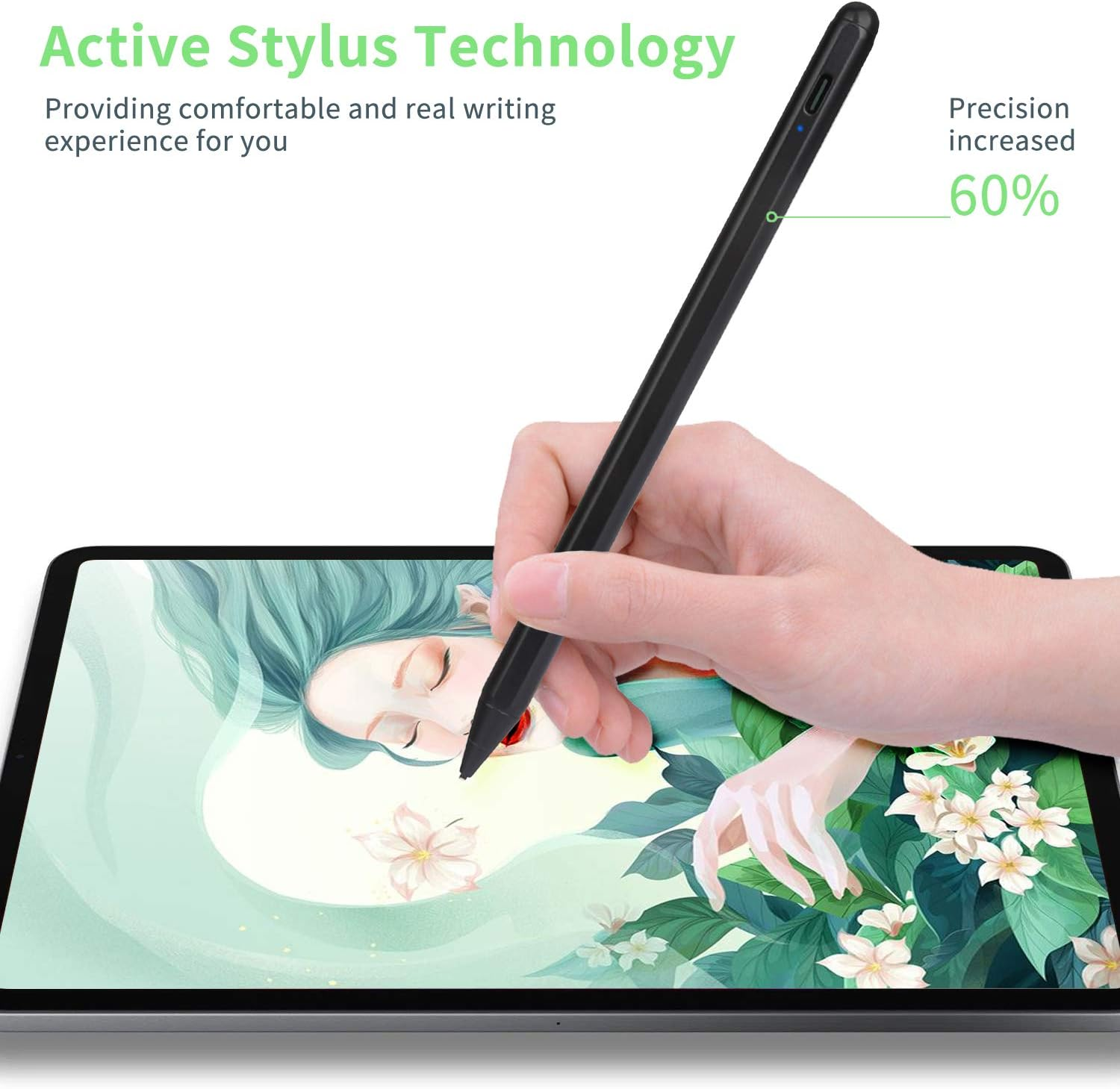 Electronic Stylus for Ipad 5Th Generation 9.7" 2017 Pencil,Type-C Rechargeable Active Capacitive Pencil Compatible with Apple Ipad 5Th Gen 9.7-Inch Stylus Pens,Good on Ipad Drawing Pen,Dark Black image number 5