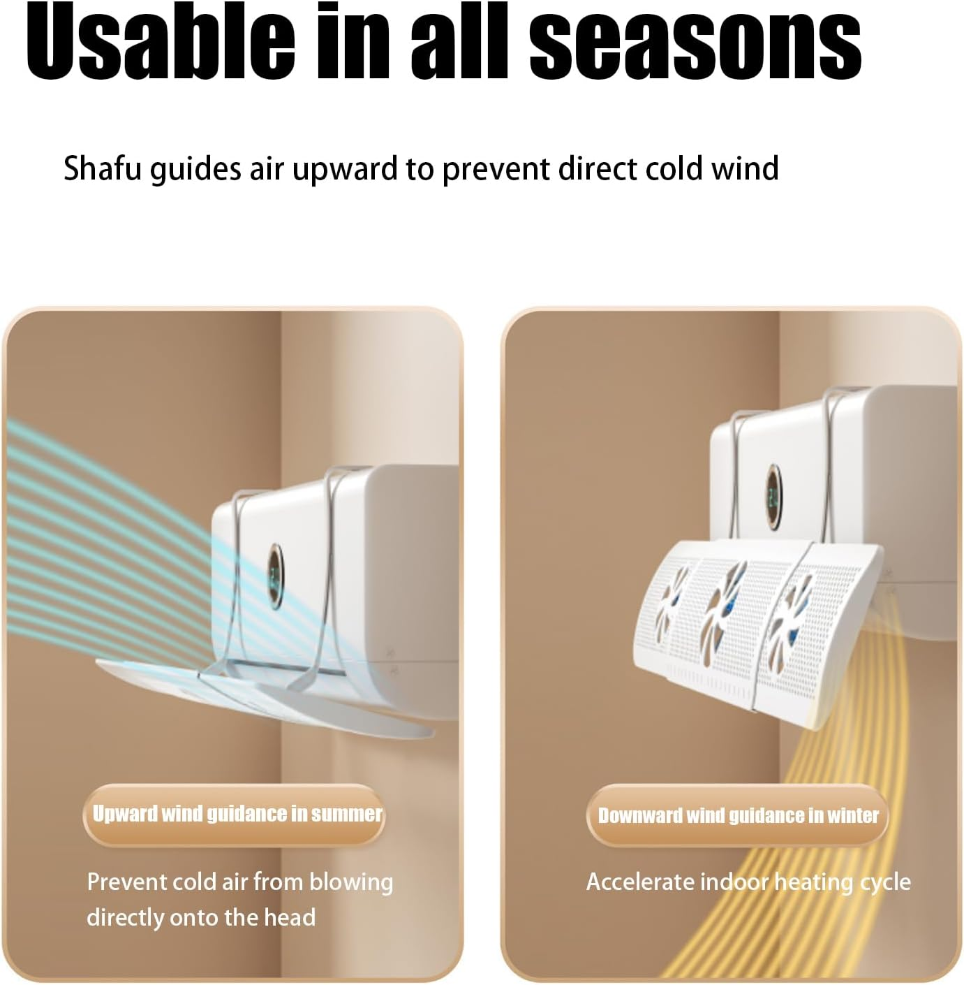 Vent Deflectors | Adjustable Air Vent Deflector with 3 Fans,Conditioner Diverter for Commercial RV Industrial Outdoor Travel Car Family Home Camping Living Room image number 4