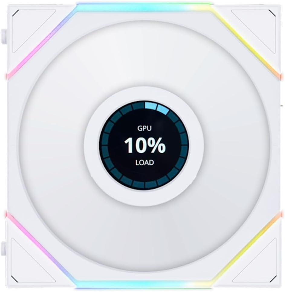 Lian Li RTLLCD120-1B UNI Fan TL LCD 120 Mm 1900 RPM Computer Case Fan with 1.6-Inch LCD Screen, White