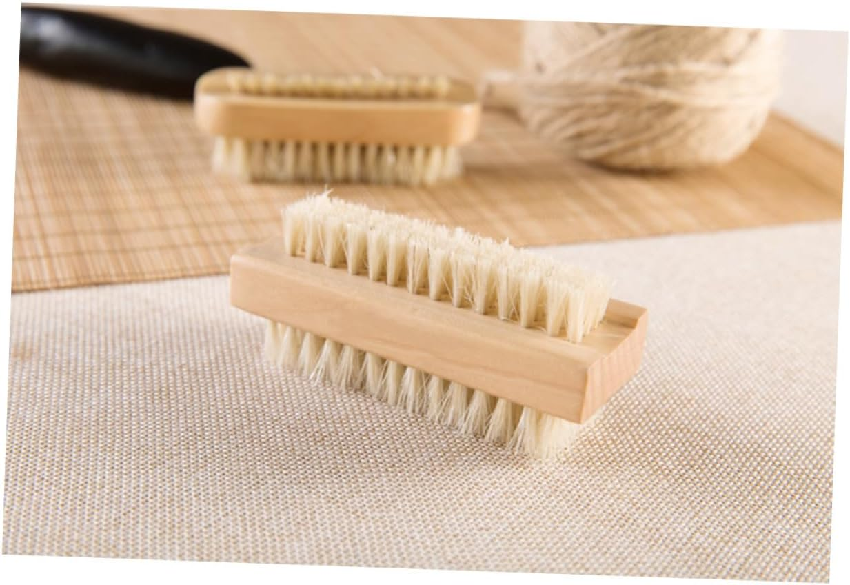 BIUDECO 5 Pcs Pig Mane Cleaning Brush Wooden Hand Washing Brush for Fingernails Household Use for Dirt Removal Craftsmanship