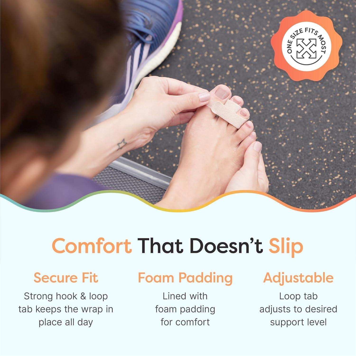 Hammer Toe Correctors &ndash; Reusable Fabric Wrap Splints for Men & Women, 4-Pack (OSFM, Beige) &ndash; Foot Injury Support & Pain Relief image number 2