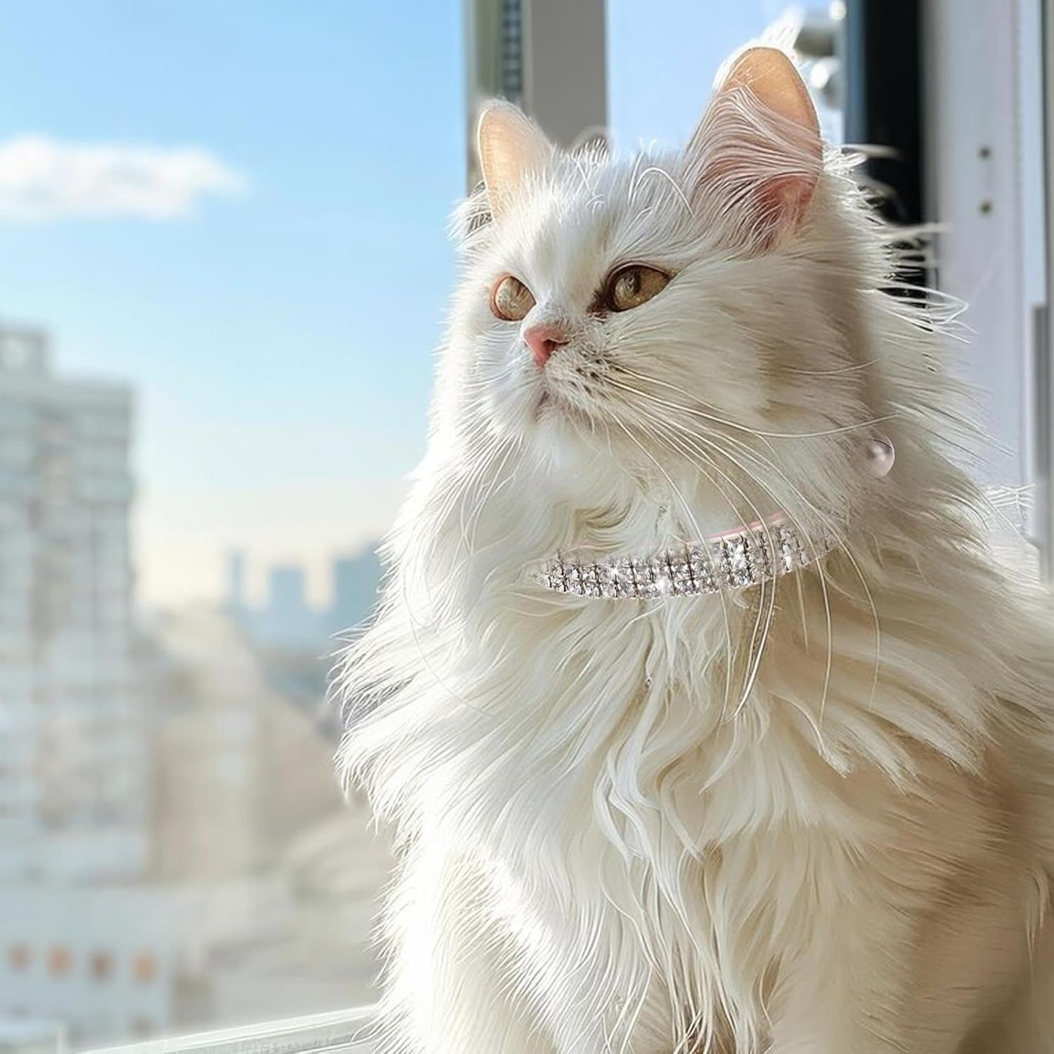 Psyqtsuary Pink Cat Collar with Bell, Rhinestones, Soft Breakaway Collar, Adjustable, Cute Cat Collar, Bling Cat Collar, Cat Accessories, Small Dog and Cat image number 4