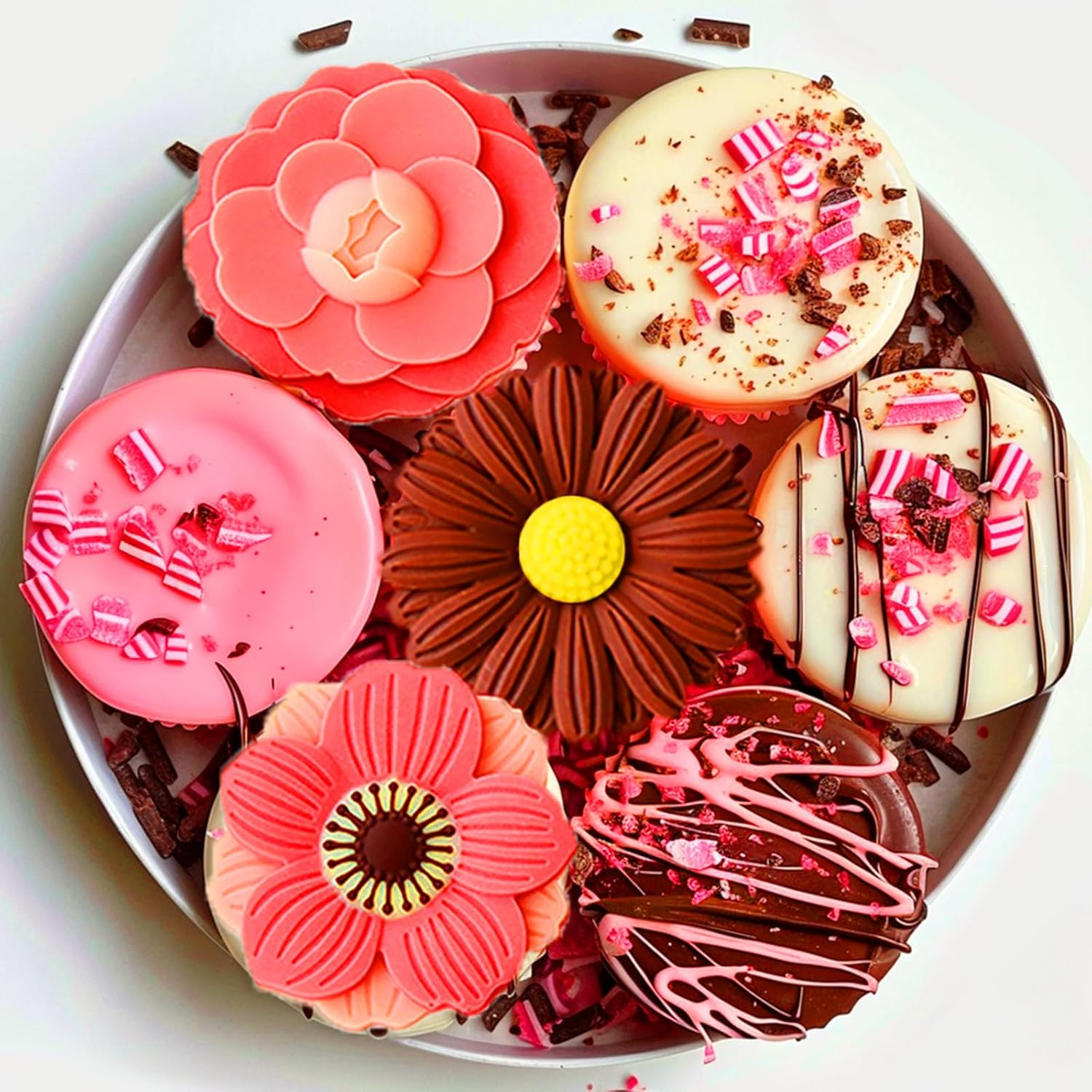 BABORUI 12 Cavities Chocolate Mold - Deep, round Flower Silicone Mold for Knafeh, Pistachio Chocolate, Covered Cookie, Cake Pucks, Candy Bars