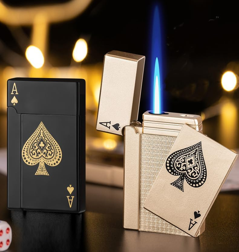 2 Pack Torch Lighters Butane Refillable Adjustable Jet Flame Torch Lighter, Windproof, Safe,Classic 3D Engraving Pattern Pocket Lighters (Without Butane) (Black 2Pcs) image number 6