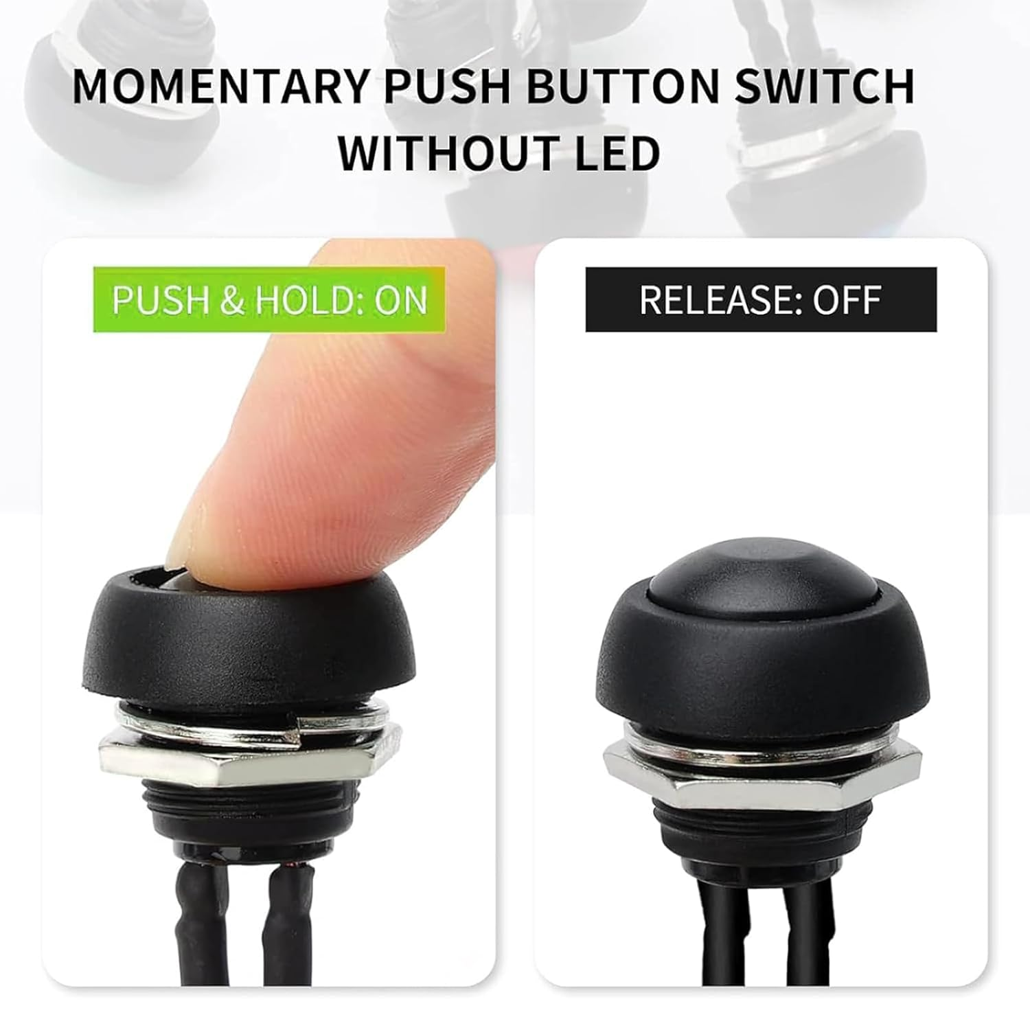 Yeanifeana 12 Pcs 13Mm round Waterproof Momentary Switch, Self-Resetting Mini Push Button for Car Horn, PC, Table Lamp, Doorbell & Electronics image number 3