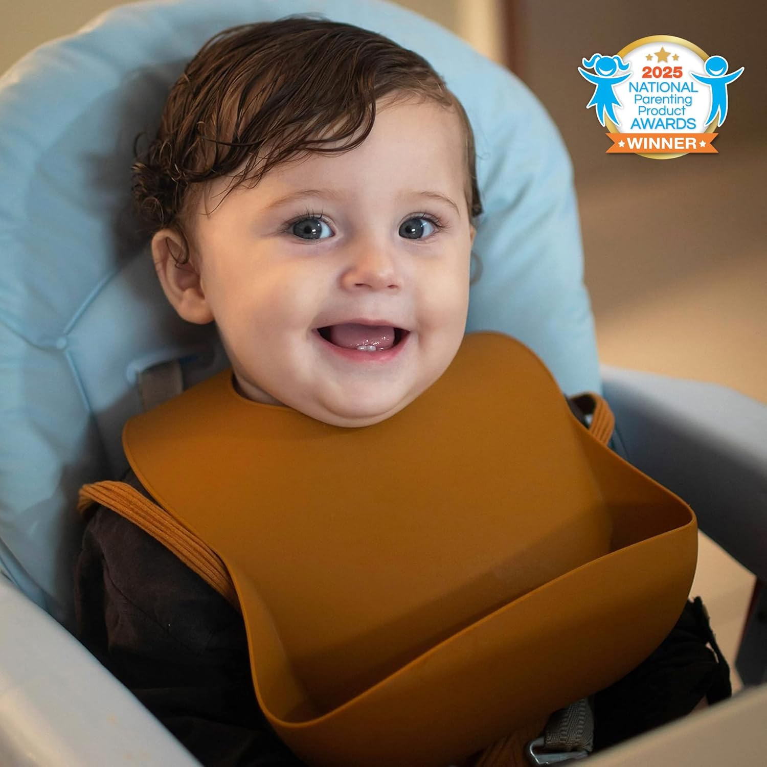 Moonkie Silicone Baby Bibs Set of 2, BPA Free Waterproof Soft Durable Adjustable Silicone Bibs for Babies & Toddlers