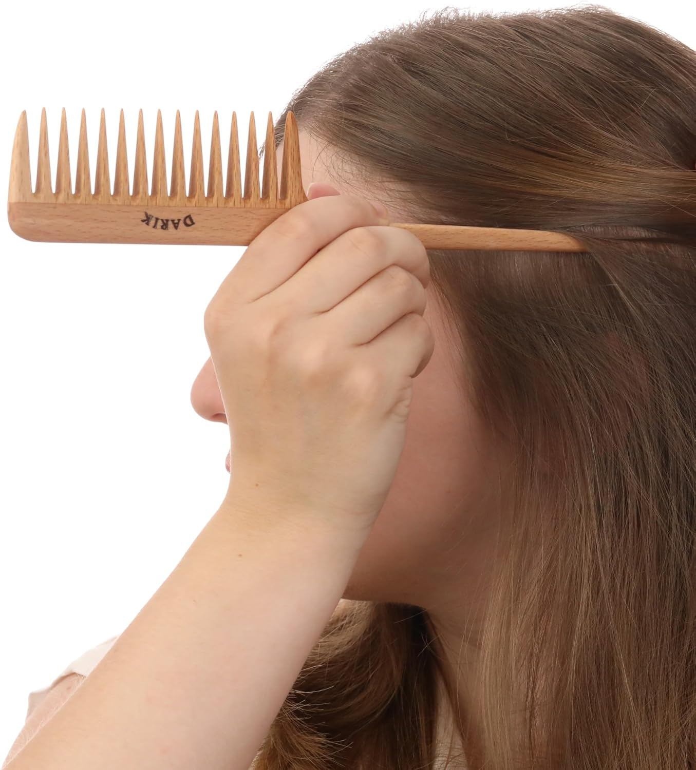 Wide Tooth Wooden Comb | Cepillo Ancho De Madera Para Cabello | Natural Hairbrush | Vintage Style Hairbrush | Wood Comb for Gentle Styling | Anti-Static Hair Comb (Wide Tooth Tail Comb) image number 3