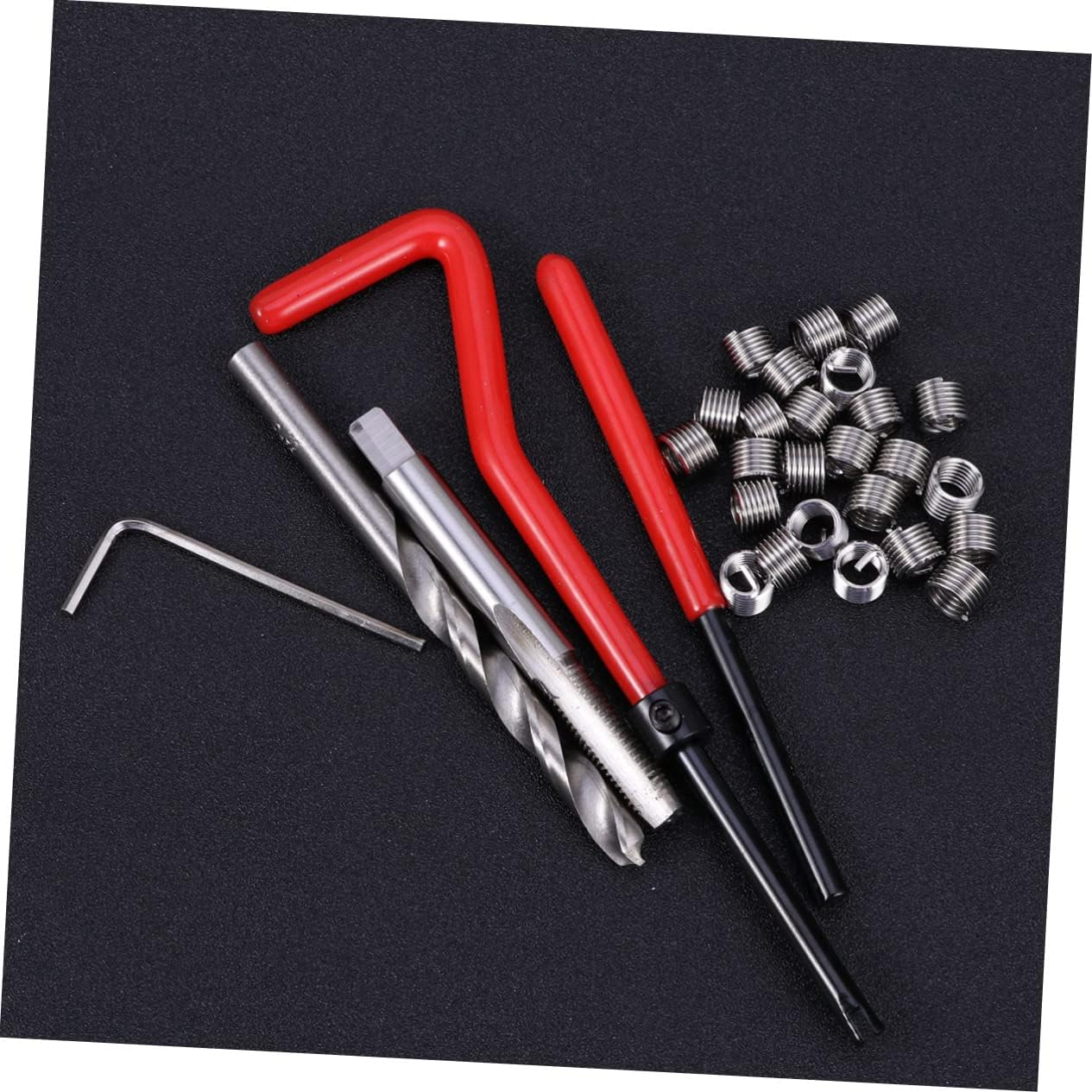 BUGUUYO 30Pcs Thread Rethreading Kit Helicoil Repair Tool Full for Automotive Metric Insert Kit Thread Repair for Steel Cast Iron image number 3