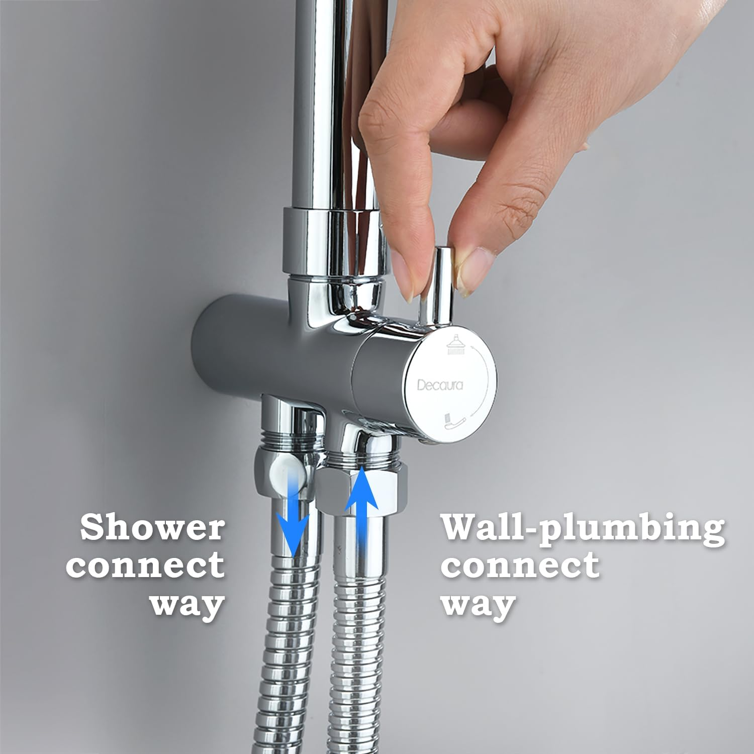 Decaura WELS Twin Hose Shower System 9" Rain Shower Head Set Sliding Rail 3-Mode Handheld Shower Head 2 in 1 Set (Round Head Chrome) - Round Head Chrome image number 3