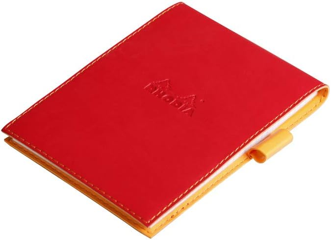 RHODIA 128213C - Clipboard Case + Stapled Notepad N&deg;12 Poppy - 8.5X12 Cm - Lined - 80 Detachable Sheets - 80G White Clairefontaine Paper - Pencil Holder - Faux Leather - Rhodiarama Collection image number 2