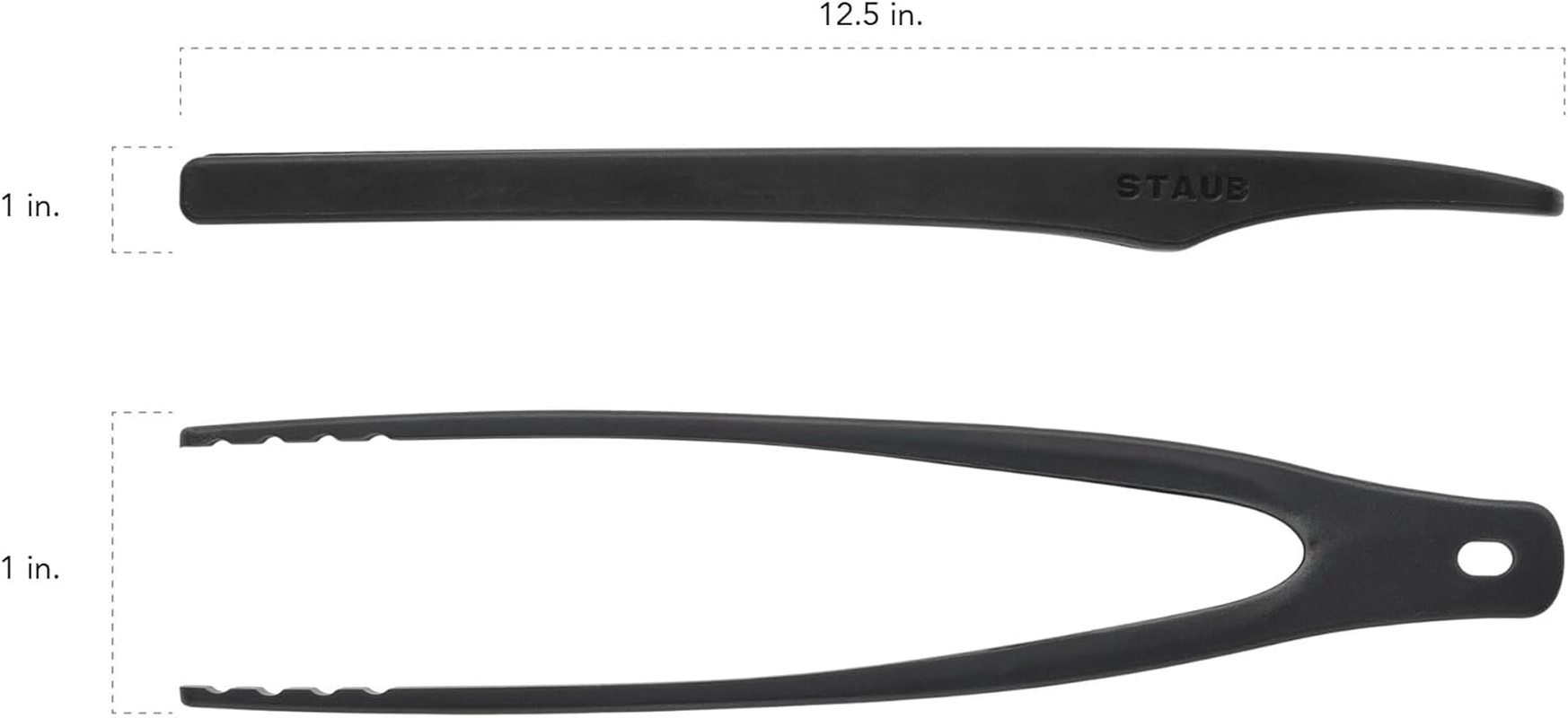 STAUB Tongs, 12.25-Inch, Great for Flipping or Turning Foods, Durable Bpa-Free Matte Black Silicone, Safe for Nonstick Cooking Surfaces image number 3