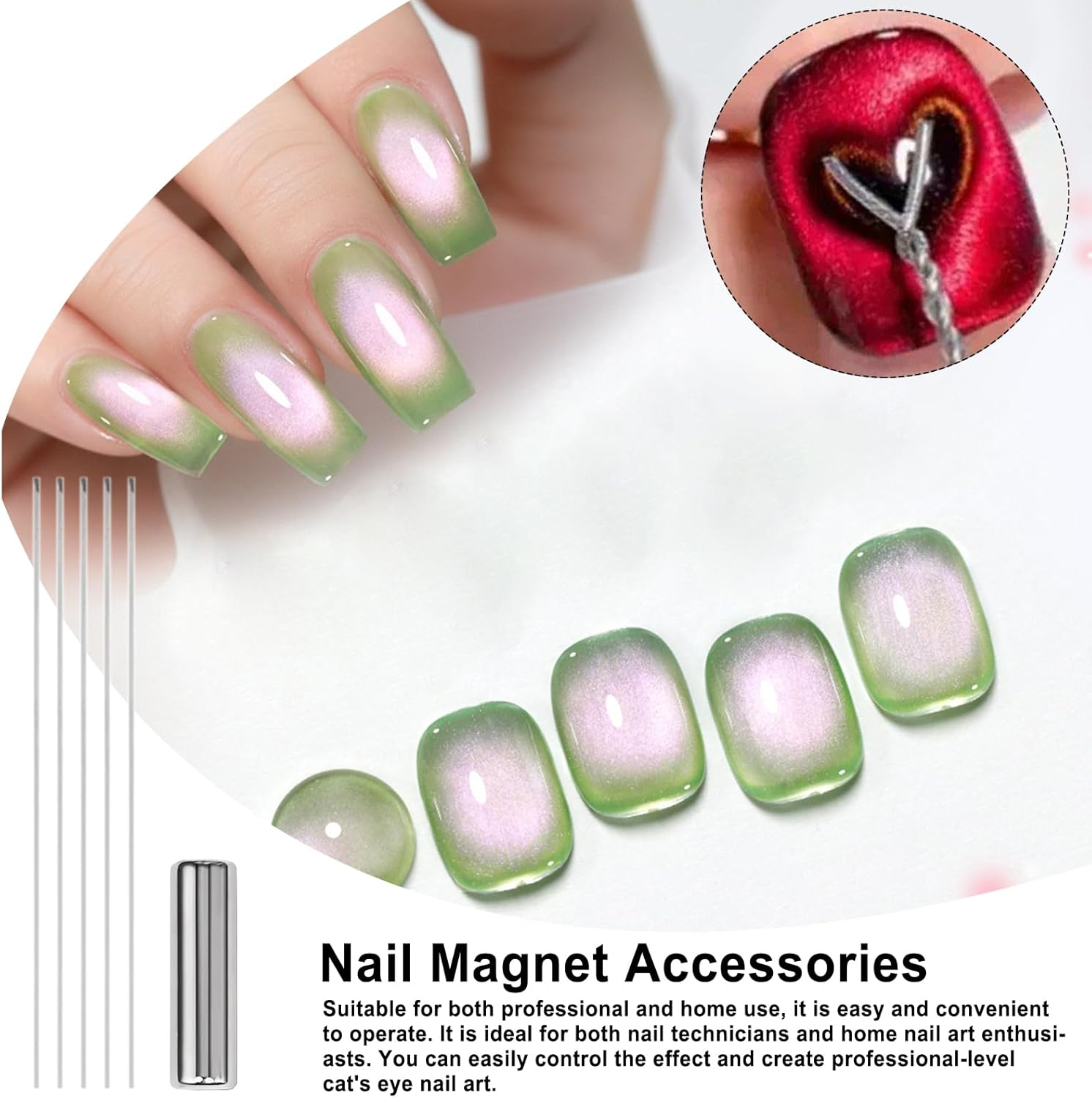 Cat Eyes Magnet - Cat Eyes Nail Magnet Paper Clips - Wire Heart Beauty Care Art Design Manicure Tool for Salon, Studio & Women image number 4