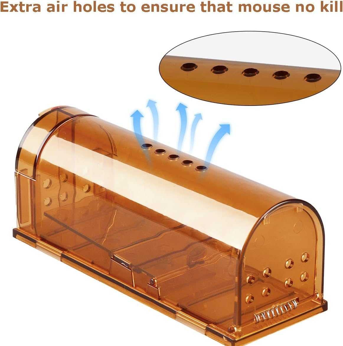 Humane Mouse Trap 2 Pack, Live Mice Trap, Reusable Indoor and outside Mouse Traps, Kids/Pets Safe, Easy to Set image number 5