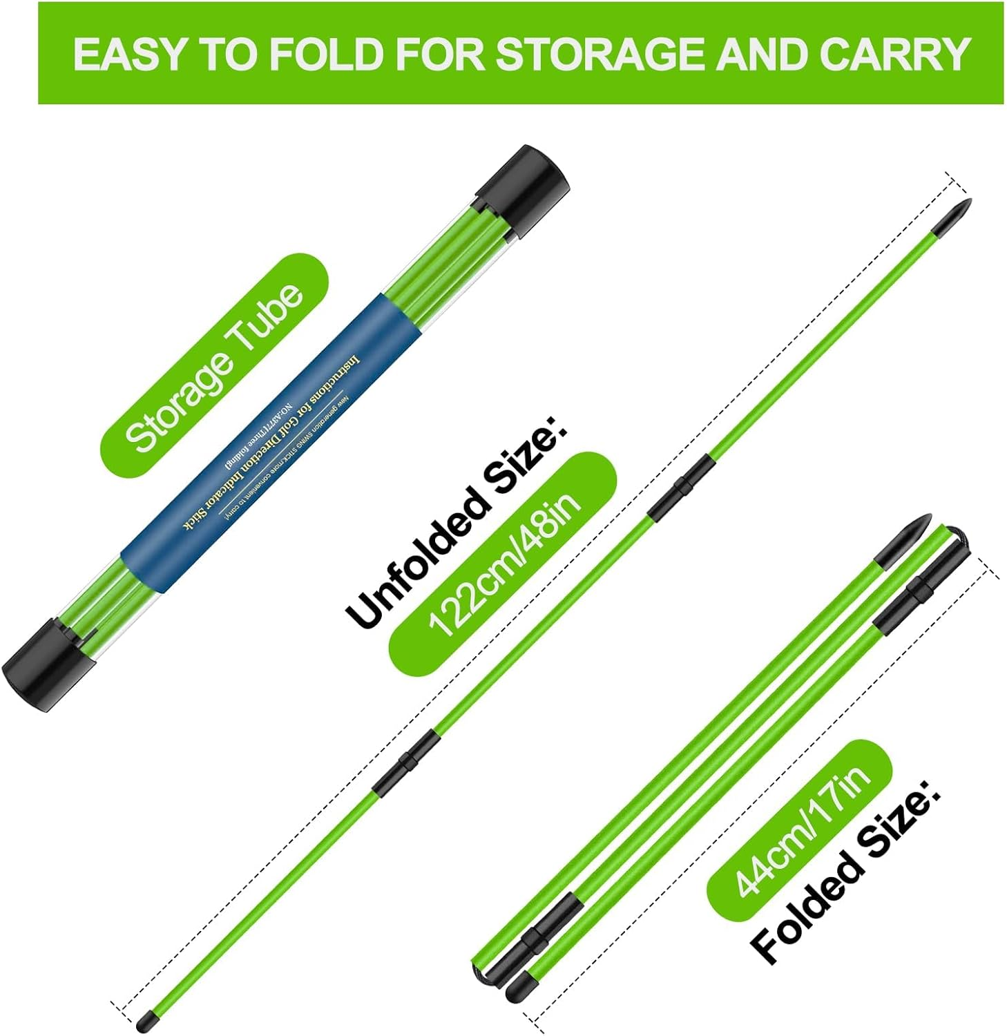 4 Pack Golf Alignment Sticks, 122CM Professional Golf Training Aid for Aiming Practice, Swing Trainer, Putting, Collapsible Golf Practice Sticks with Clear Tube Sleeve for Easy Carrying image number 1