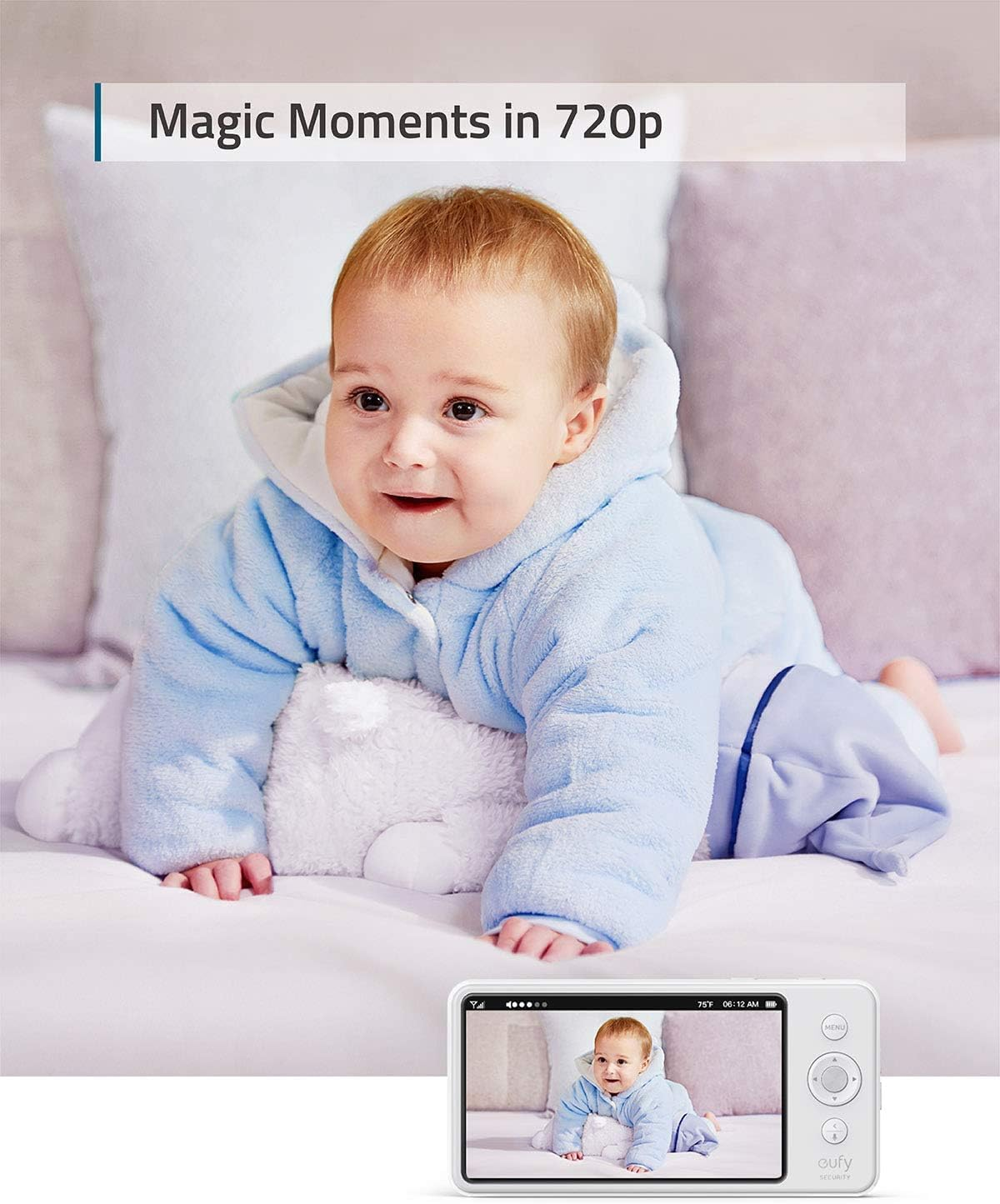 Eufy Security, Spaceview Pro Video Baby Monitor with 5" Screen, Two-Way Audio, Security Camera, 720P, Pan & Tilt, Night Vision, Lullaby Player, Wide Angle Lens Not Included (No App Required)