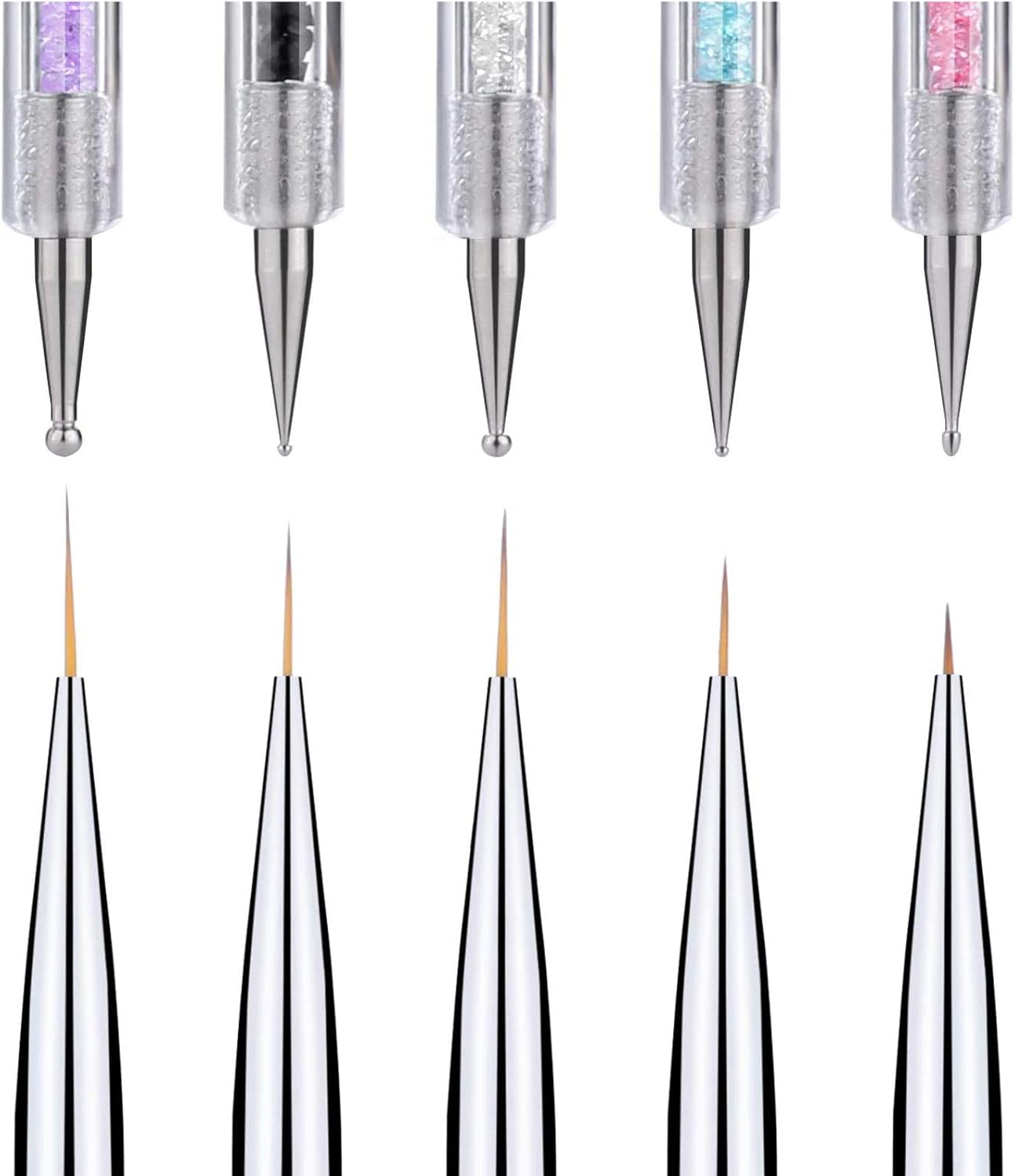 5 Pieces Nails Arts Liner Brushes Nail Design Dual Ended Painting Brush Pen image number 5