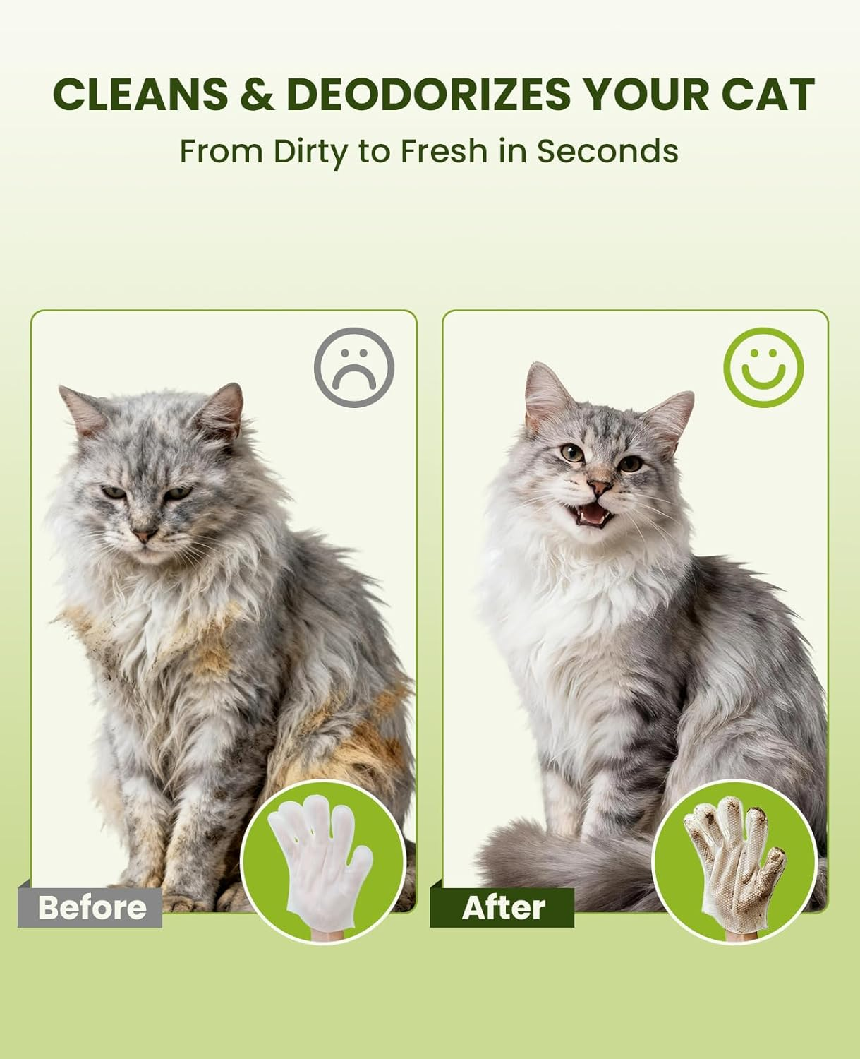 36PCS Hypoallergenic Pet Glove Wipes for Dogs & Cats - Quick Clean & Deodorizing between Baths & Travel | Dog Washing Wipes for Fur, Butt, Paws, Eyes & Ears |Cat Cleaning Gloves for Grooming & Bathing image number 6