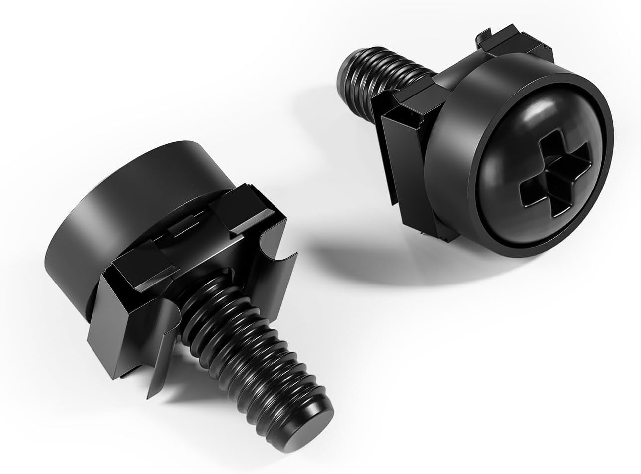 FGB 100 X M6 Cage Nuts Screws Set - 100 M6 X 20 Mm Set Patch Panel Racks Server Enclosure 19 Inch 10 Inch Mounting Kit Steel for Network Cabinets - Black