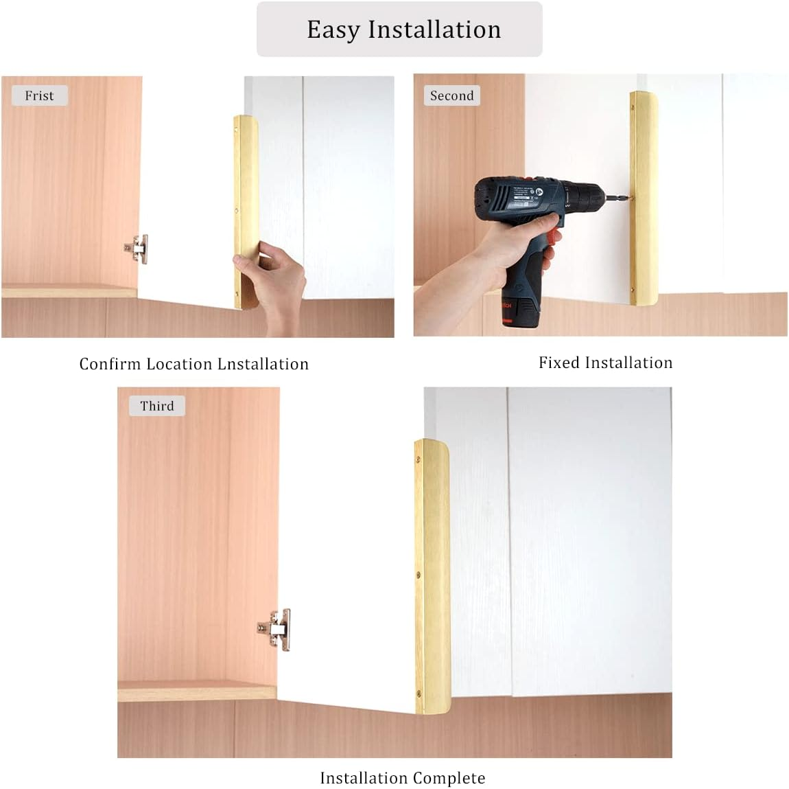 Satanga Edge Finger Tab Pull for Cabinets Hardware Closet Pulls Square Bar Pulls Drawer Pulls 5Pack Easy to Install 6Inch 150Mm Brushed Brass image number 5