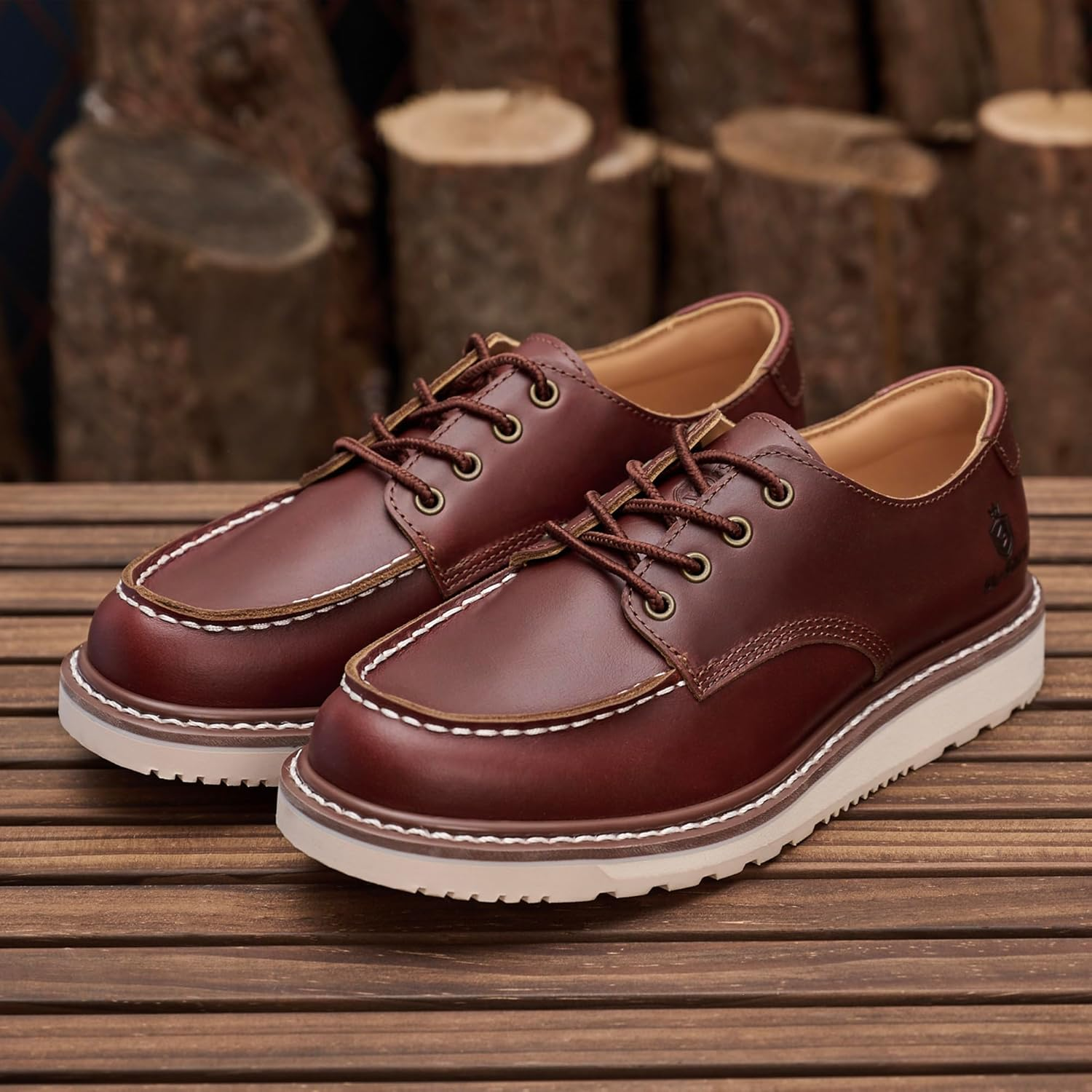 Sl-Saint Handgefertigte Herren Soft Moc Toe Lace up Stylish Stiefel Classic Genuine Goodyear Welted Top Cowhide Schuhe image number 4