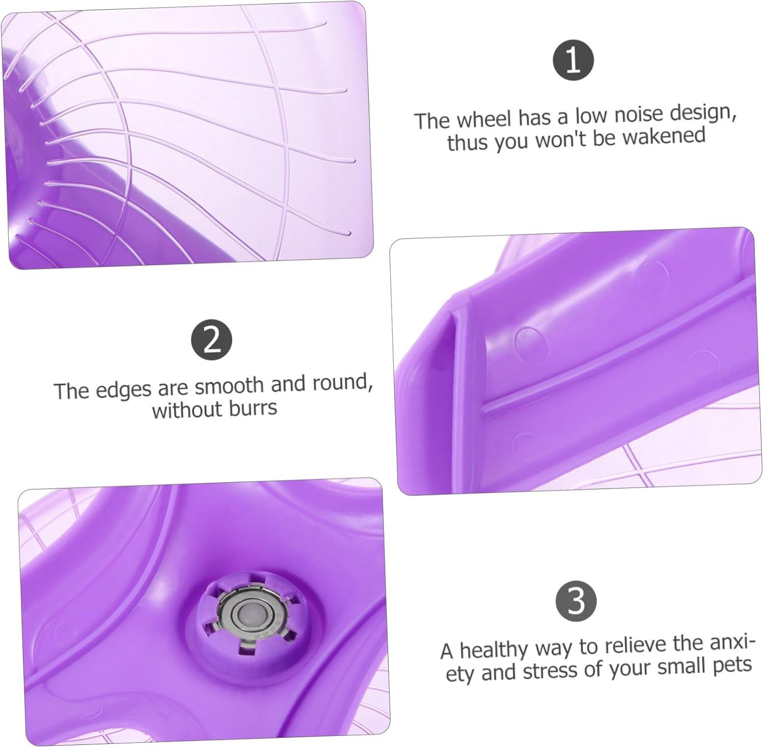 Silent Hamster Running Wheel Stand Violet Plastic Exercise Wheel for Hedgehogs Guinea Pigs Chinchillas Small Pets Cage Toy image number 5