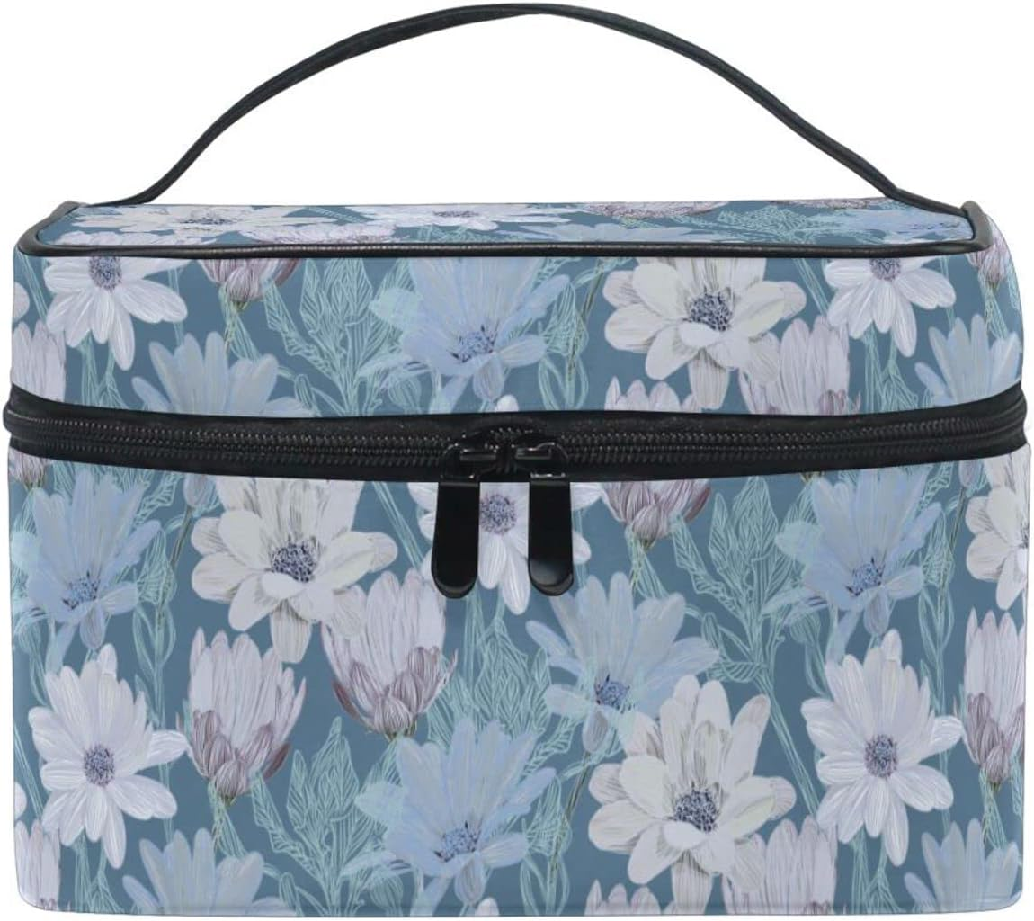 ODAWA Abstract Floral Pattern Makeup Bag Waterproof Travel Organizer Bag for Women and Girls, Red Roses2