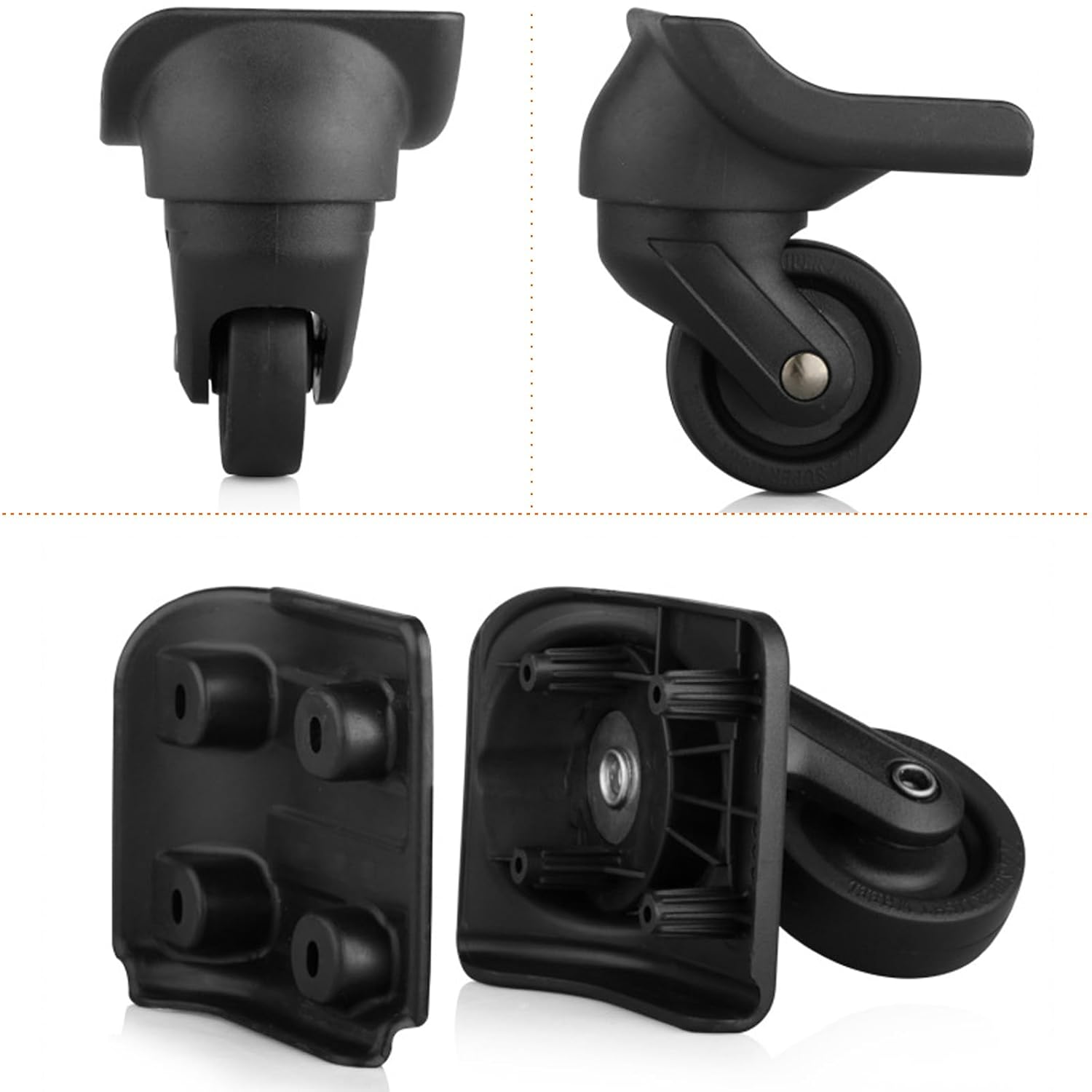 Tarppedrock Replacement Luggage Wheels for Suitcases, Set of 2, Luggage Wheels Replacement Left & Right Spinner Wheels for Suitcase Travel Customs Case (TR44R - 2 Pcs)