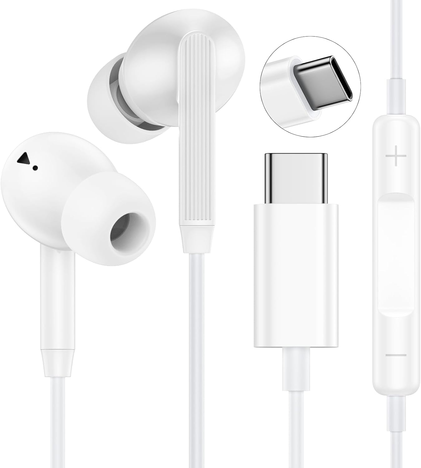 Type C Wired Headphones Earbuds USB C Headphones for Iphone 17 Pro Max/16E/16 Pro Max Type C Earbuds Wired Earphones for Samsung Galaxy A17/A36/A35/A16/S25FE/S24/S23/S22, Microphone & Remote Control