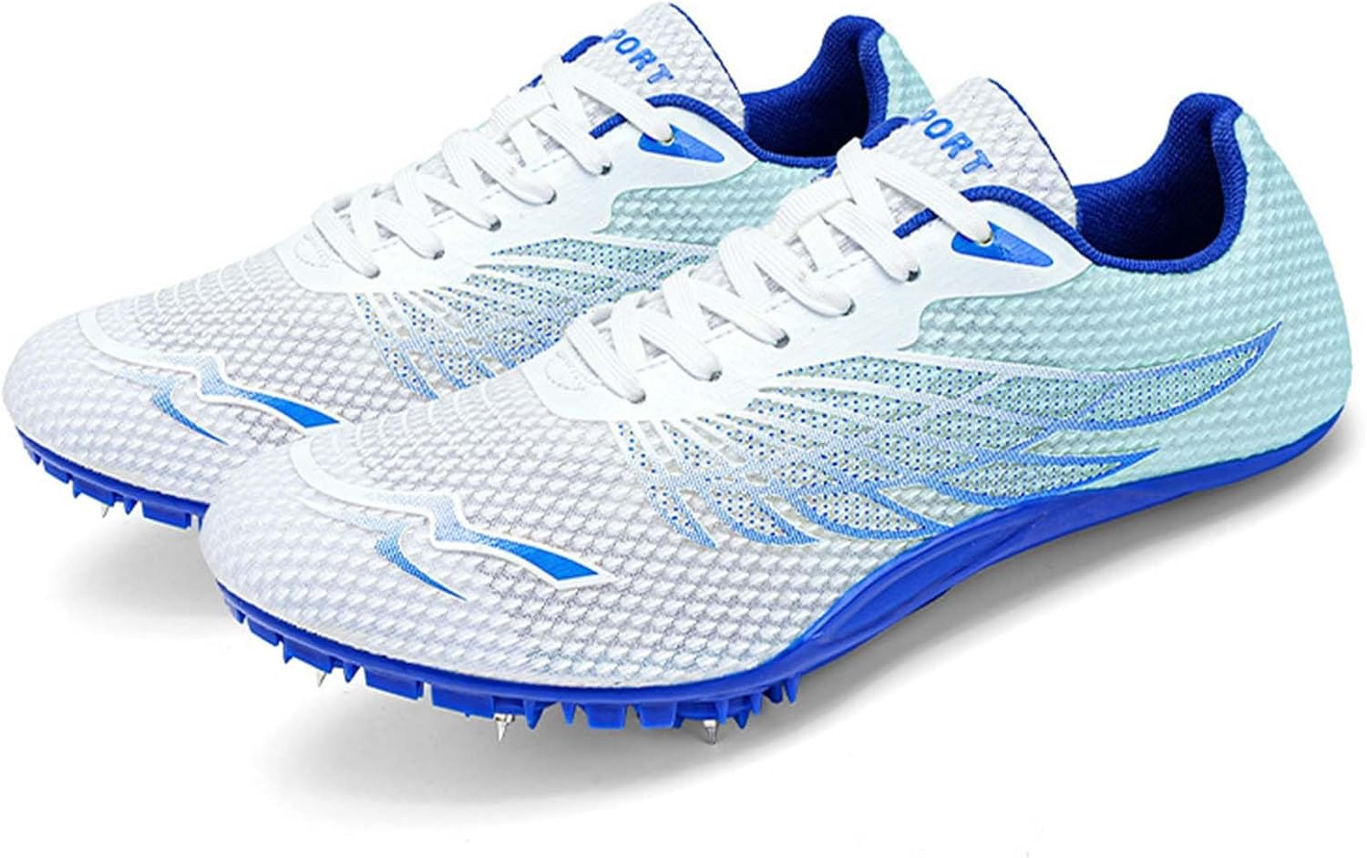 SDEQA New Track and Field Shoes for Mens Women Kids Boys Girls 8 Spikes Running Racing Shoes for Race Jumping Sprint Athletic Training