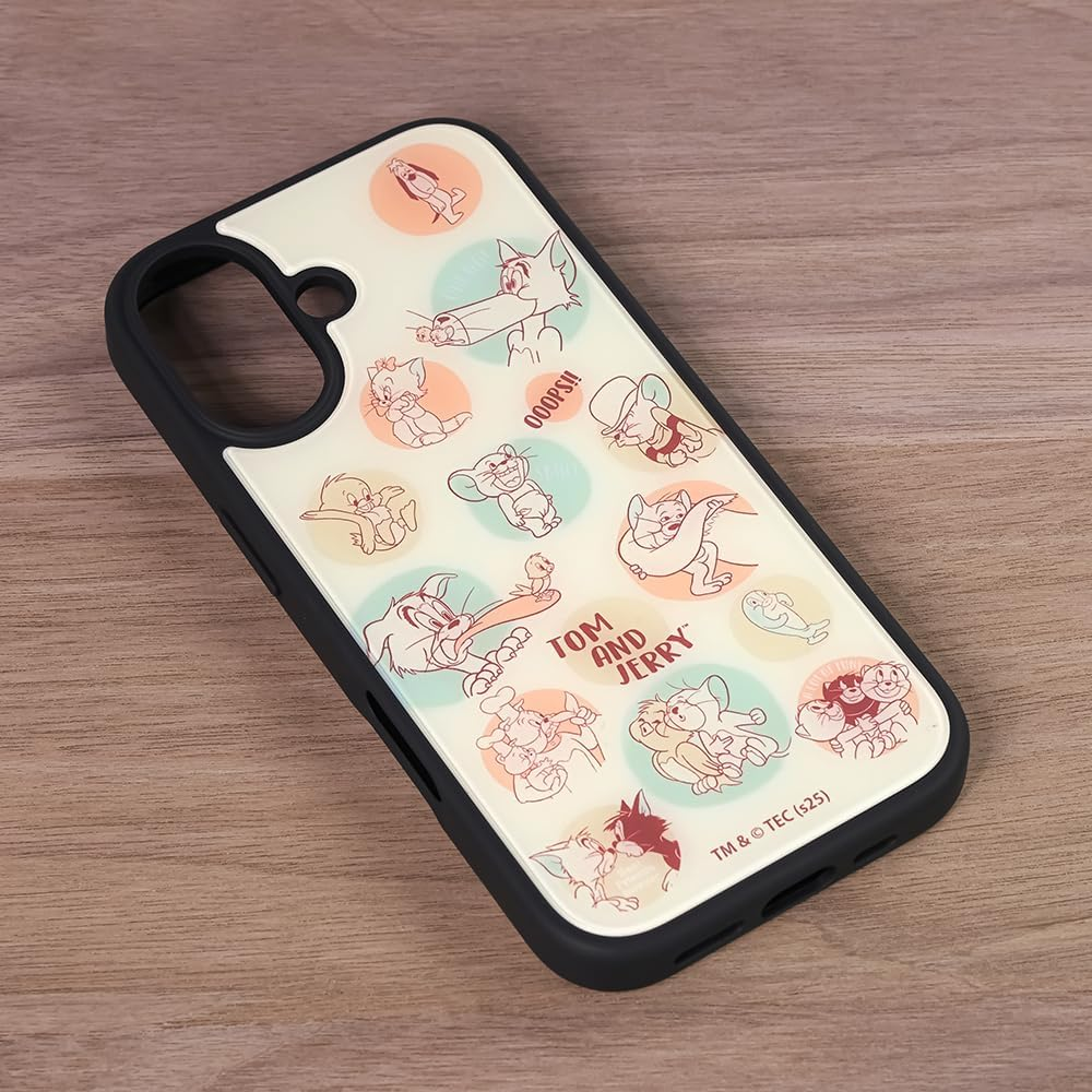 Ingram Iphone 17 Case, Tom and Jerry Tom Jelly [Officially Licensed Product] Shockproof Shock Absorption Bumper Hybrid Case Easy Grip Cute Character Tom Jerry and Friends