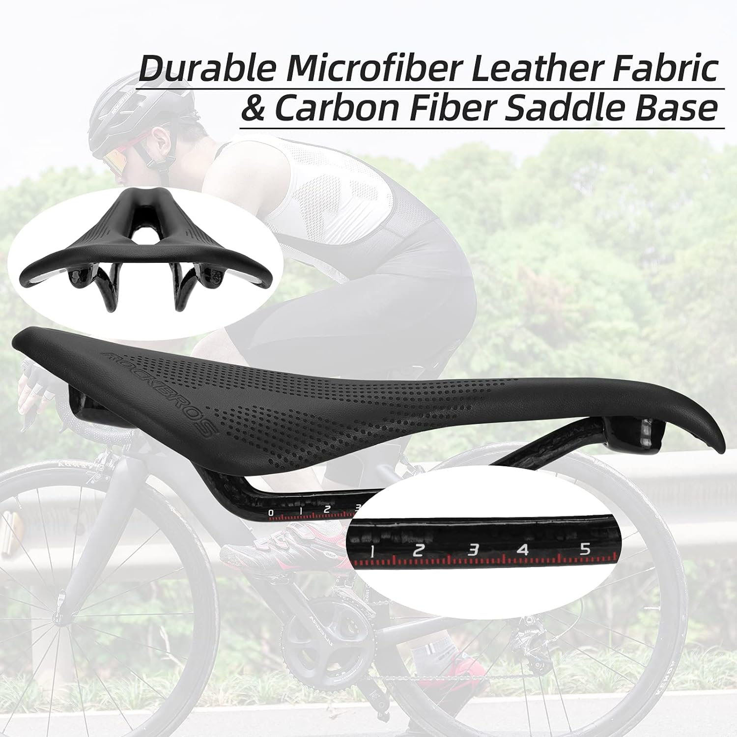 ROCKBROS Bike Seat Lightweight Carbon Fiber Bike Saddle Comfortable Road Bike Seat Bicycle Accessories for Men Women Pneumatic Cycling Saddle Cushion Shock Absorbing for Road MTB Mountain Bikes image number 3